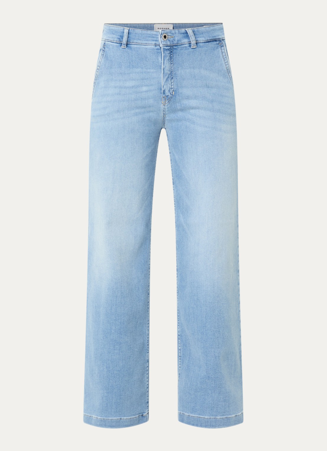 Rosner Studio High waist wide leg jeans met lichte wassing - voorkant indigo