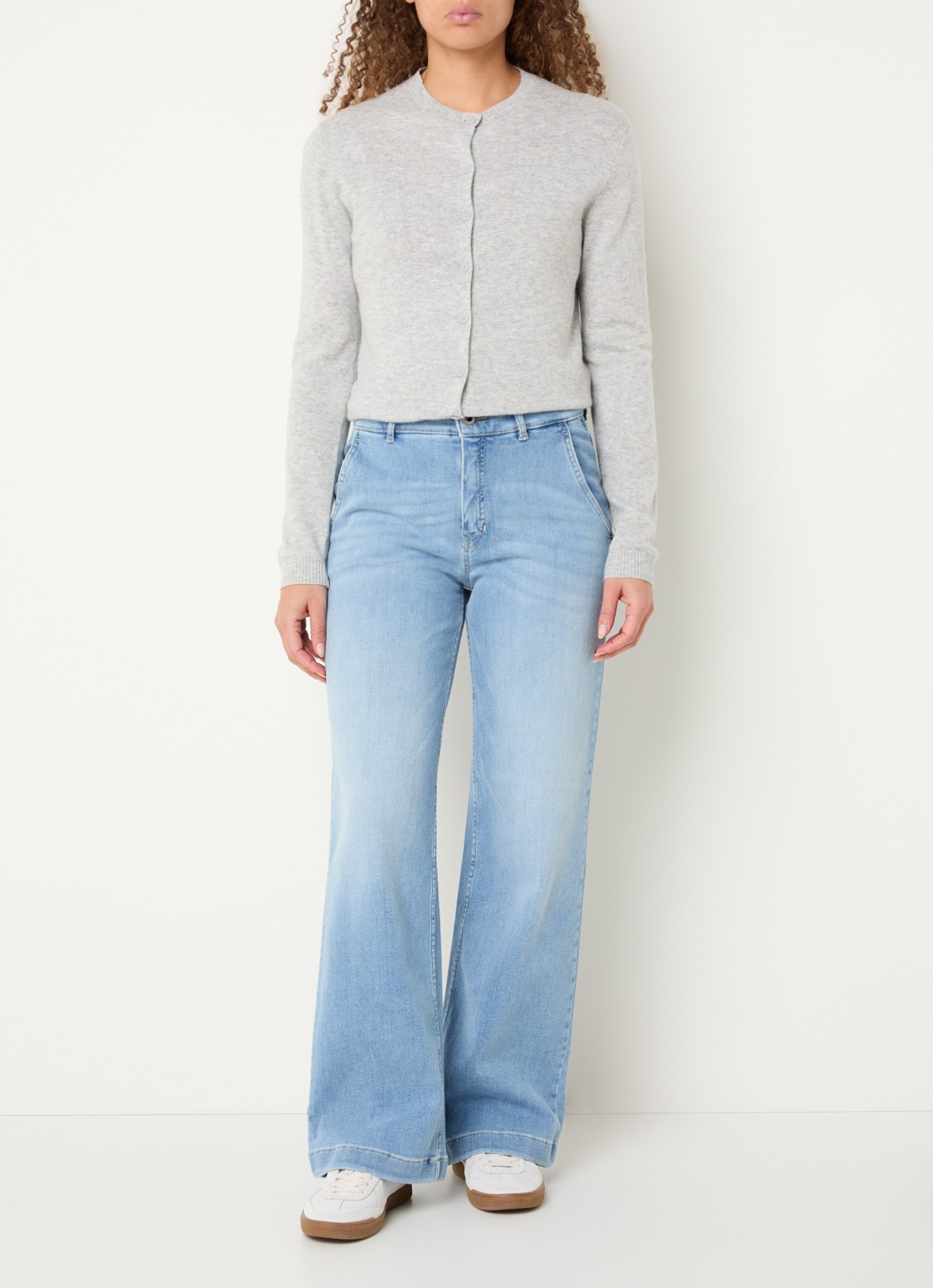 Rosner Studio High waist wide leg jeans met lichte wassing - voorkant 2 indigo