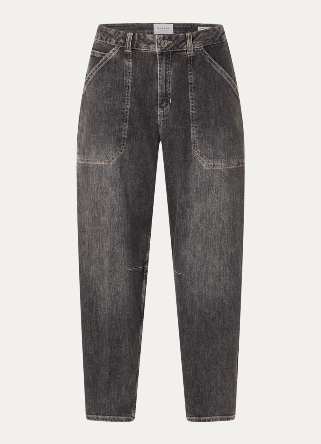 Rosner Studio Mara high waist cropped tapered jeans met medium wassing - voorkant 4 middengrijs