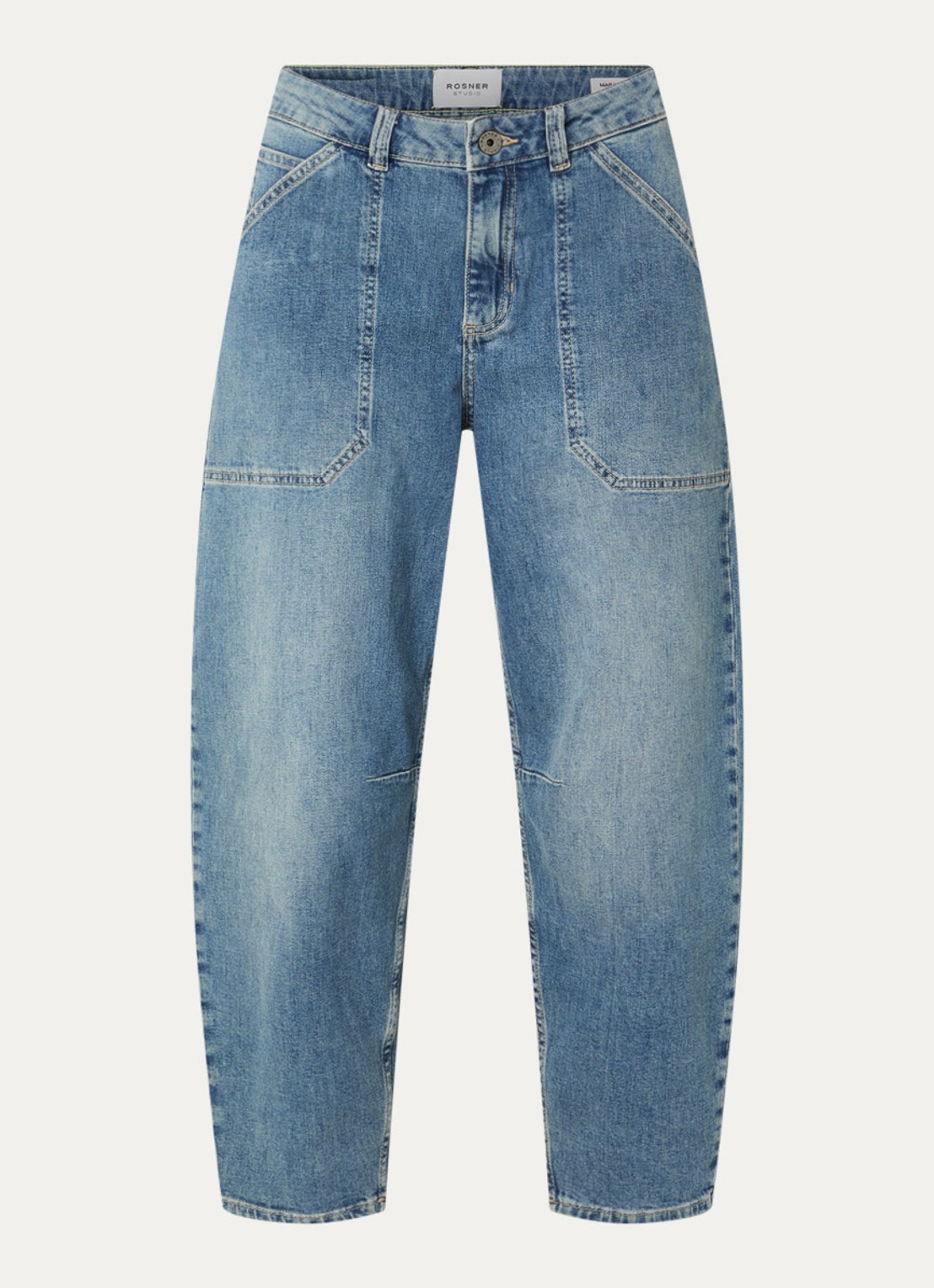 Rosner Studio Mara high waist cropped tapered jeans met medium wassing - voorkant 4 indigo