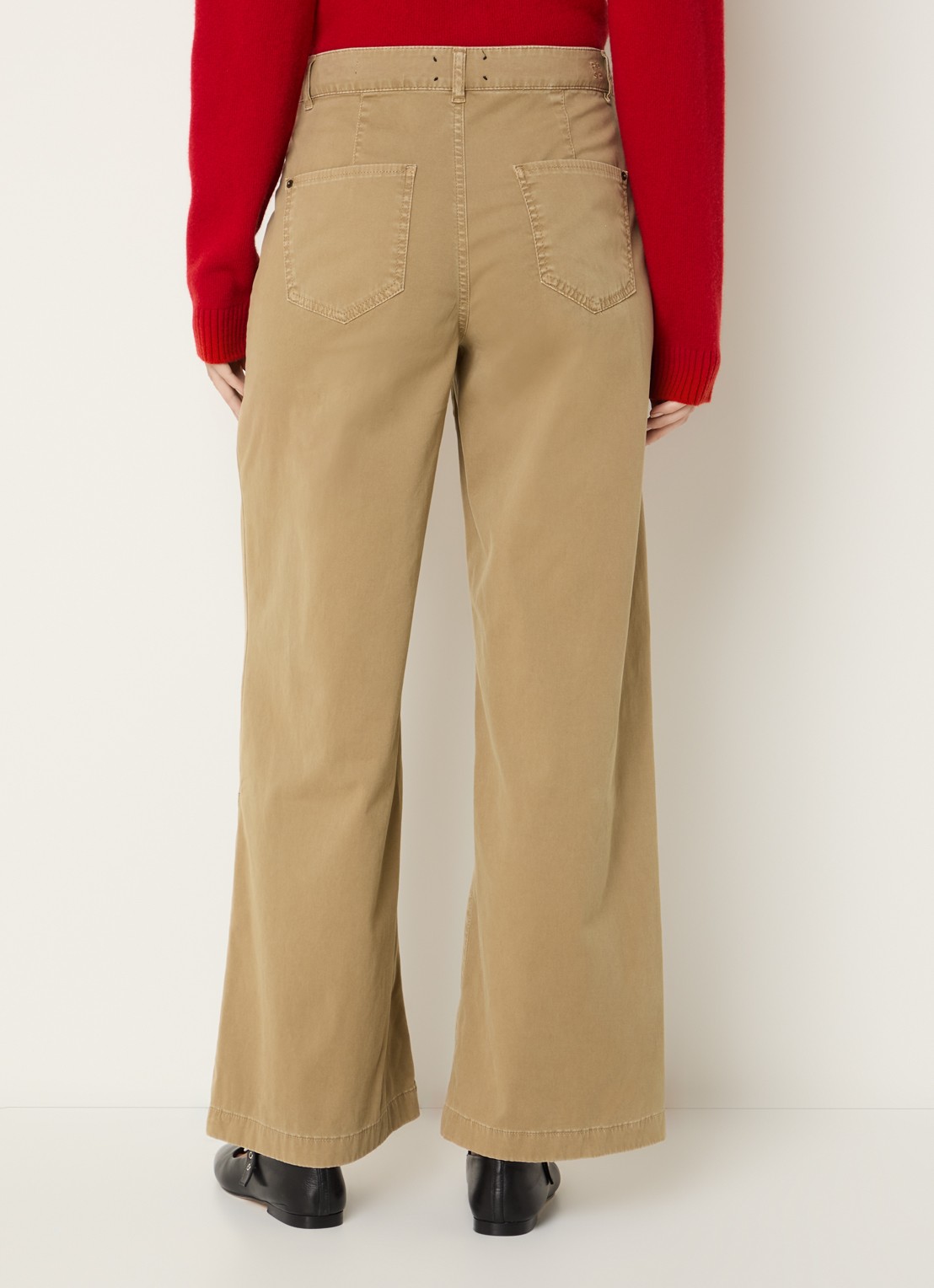 Rosner Studio Mara high waist flared fit broek met steekzakken - achterkant 3 camel
