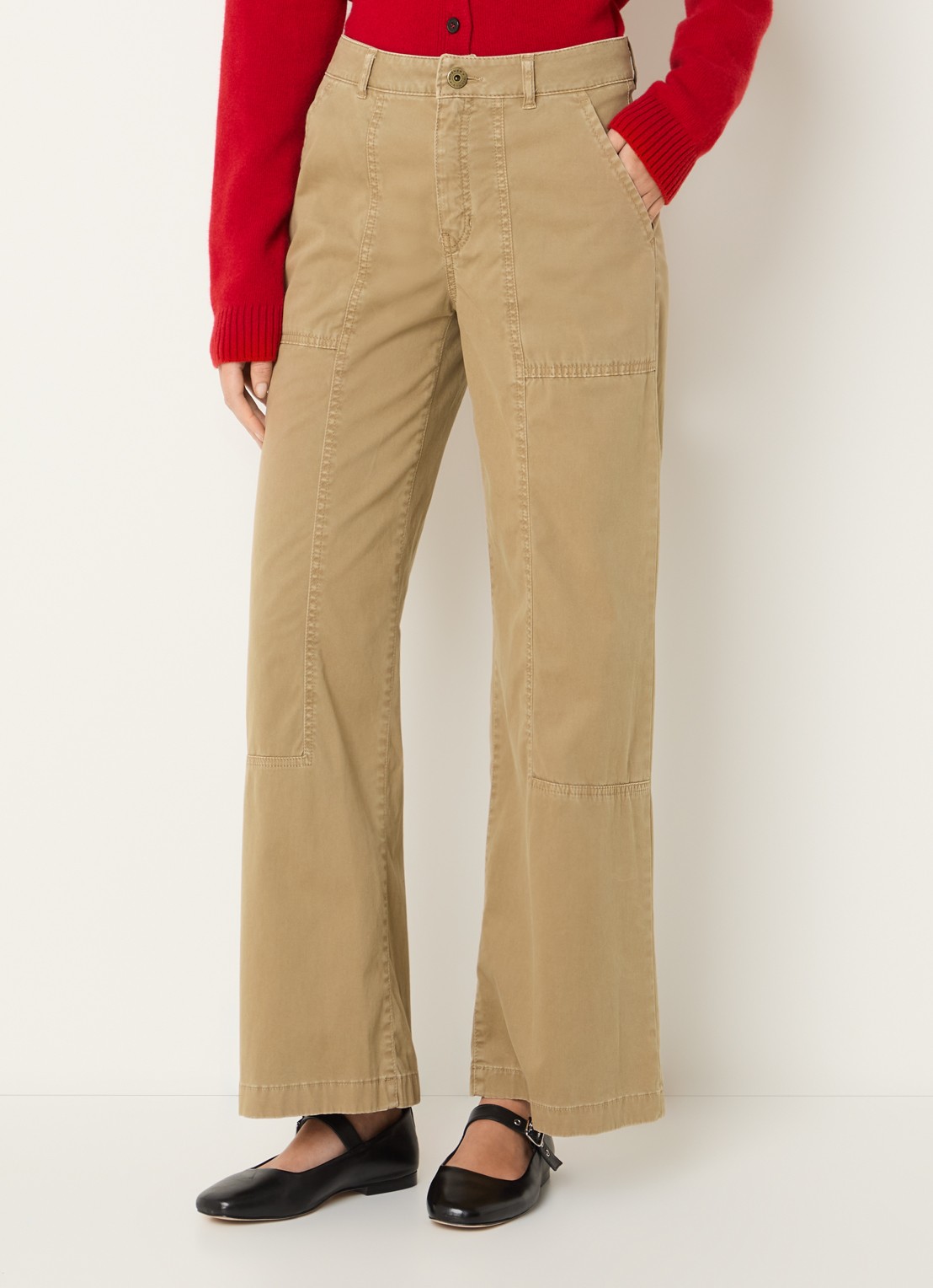 Rosner Studio Mara high waist flared fit broek met steekzakken - detail 4 camel