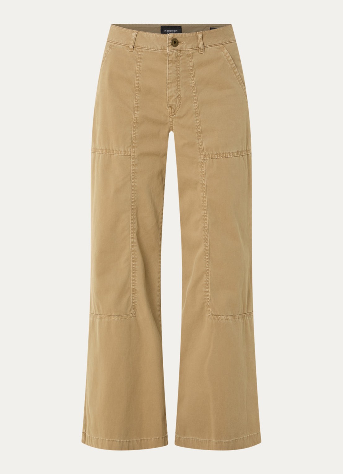 Rosner Studio Mara high waist flared fit broek met steekzakken - voorkant camel