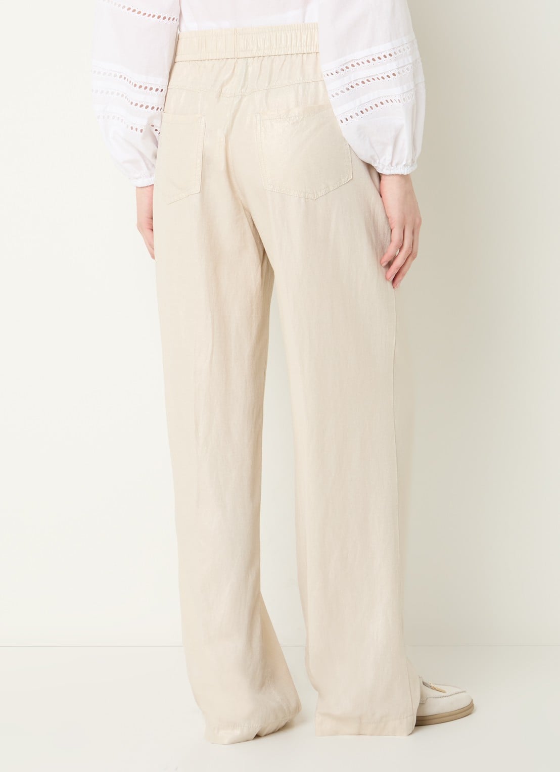 Rosner Studio Mara high waist loose fit pantalon in linnenblend - achterkant 3 beige