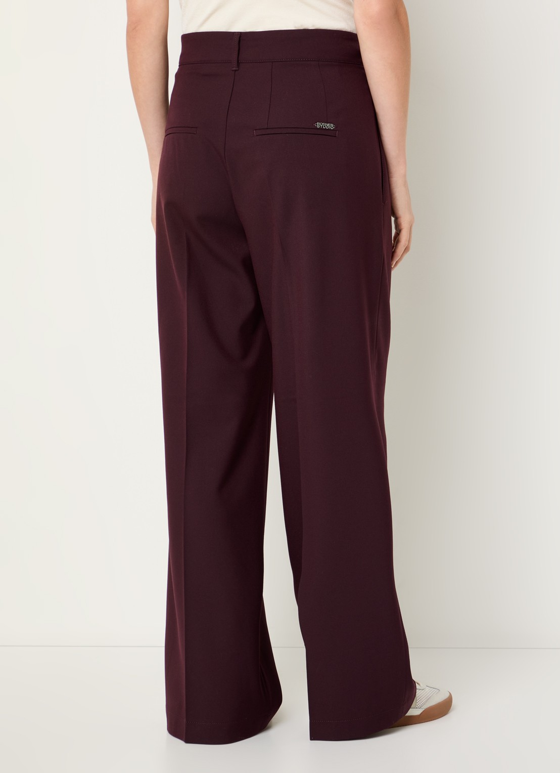Rosner Studio Mara high waist loose fit pantalon met gemêleerd dessin - achterkant 4 aubergine