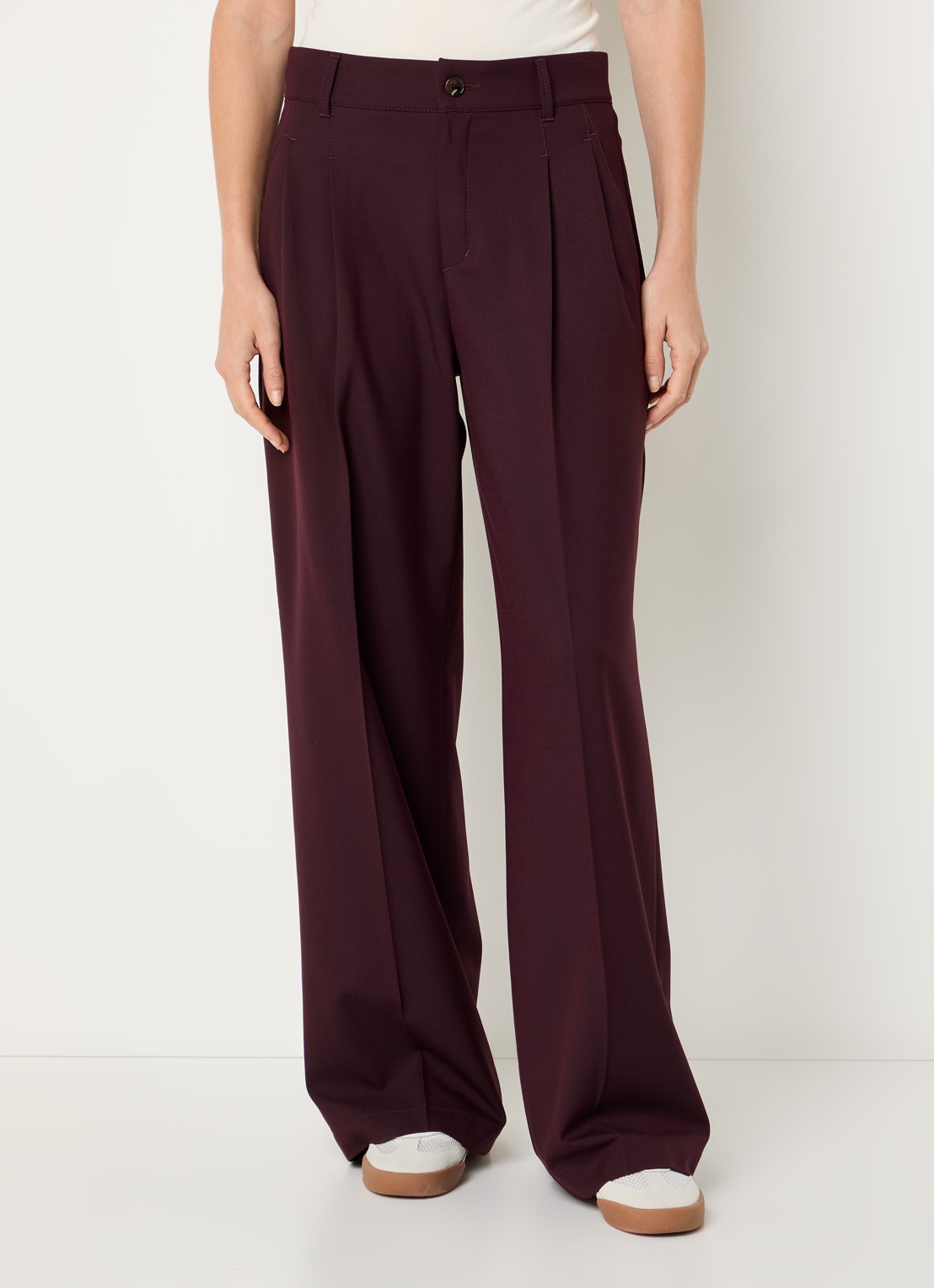 Rosner Studio Mara high waist loose fit pantalon met gemêleerd dessin - detail 3 aubergine