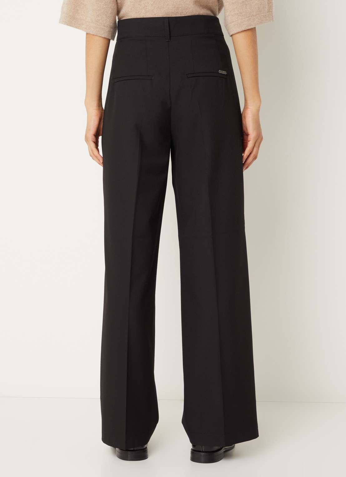 Rosner Studio Mara high waist loose fit pantalon met gemêleerd dessin - achterkant 3 zwart