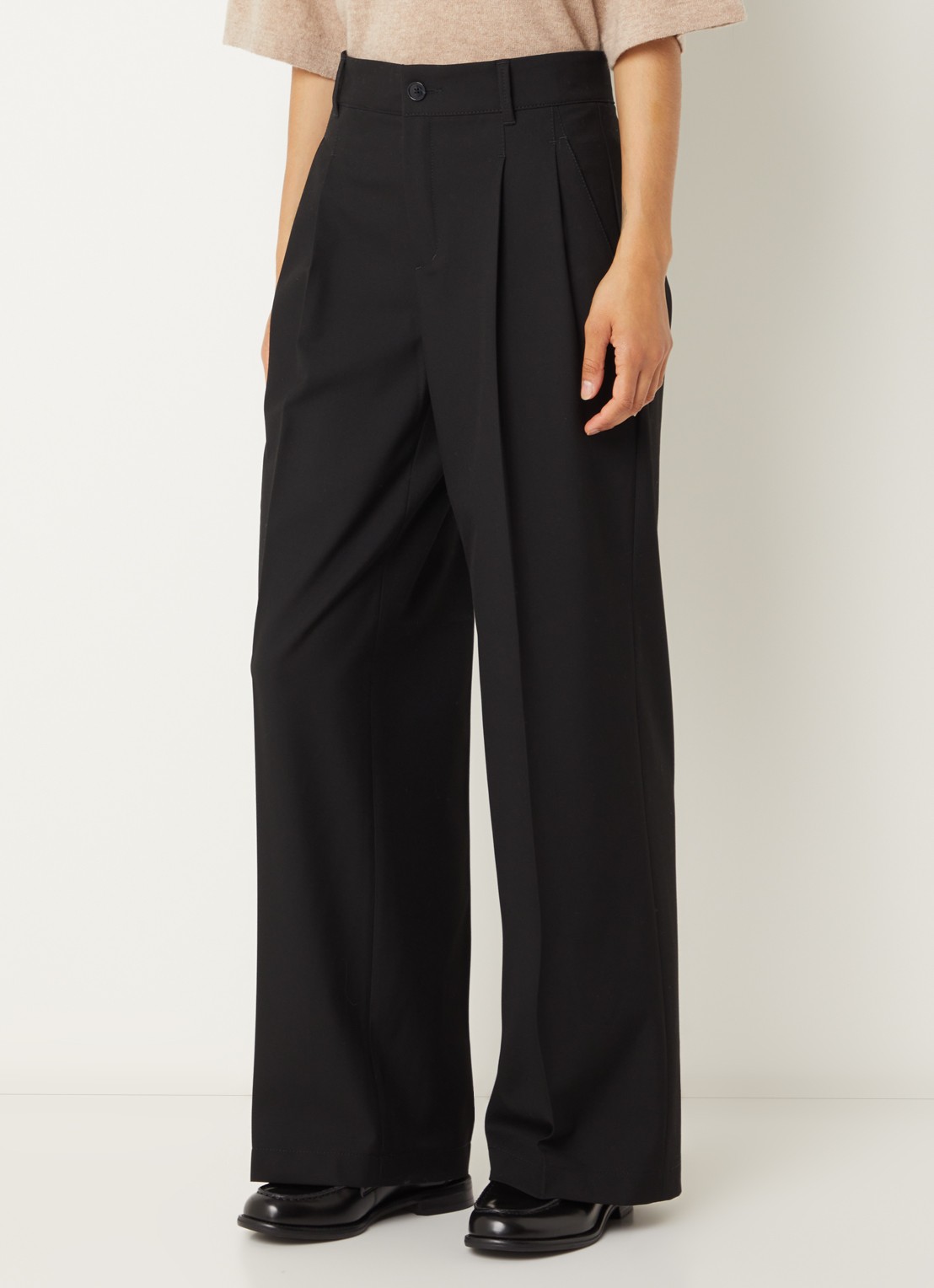 Rosner Studio Mara high waist loose fit pantalon met gemêleerd dessin - detail 4 zwart