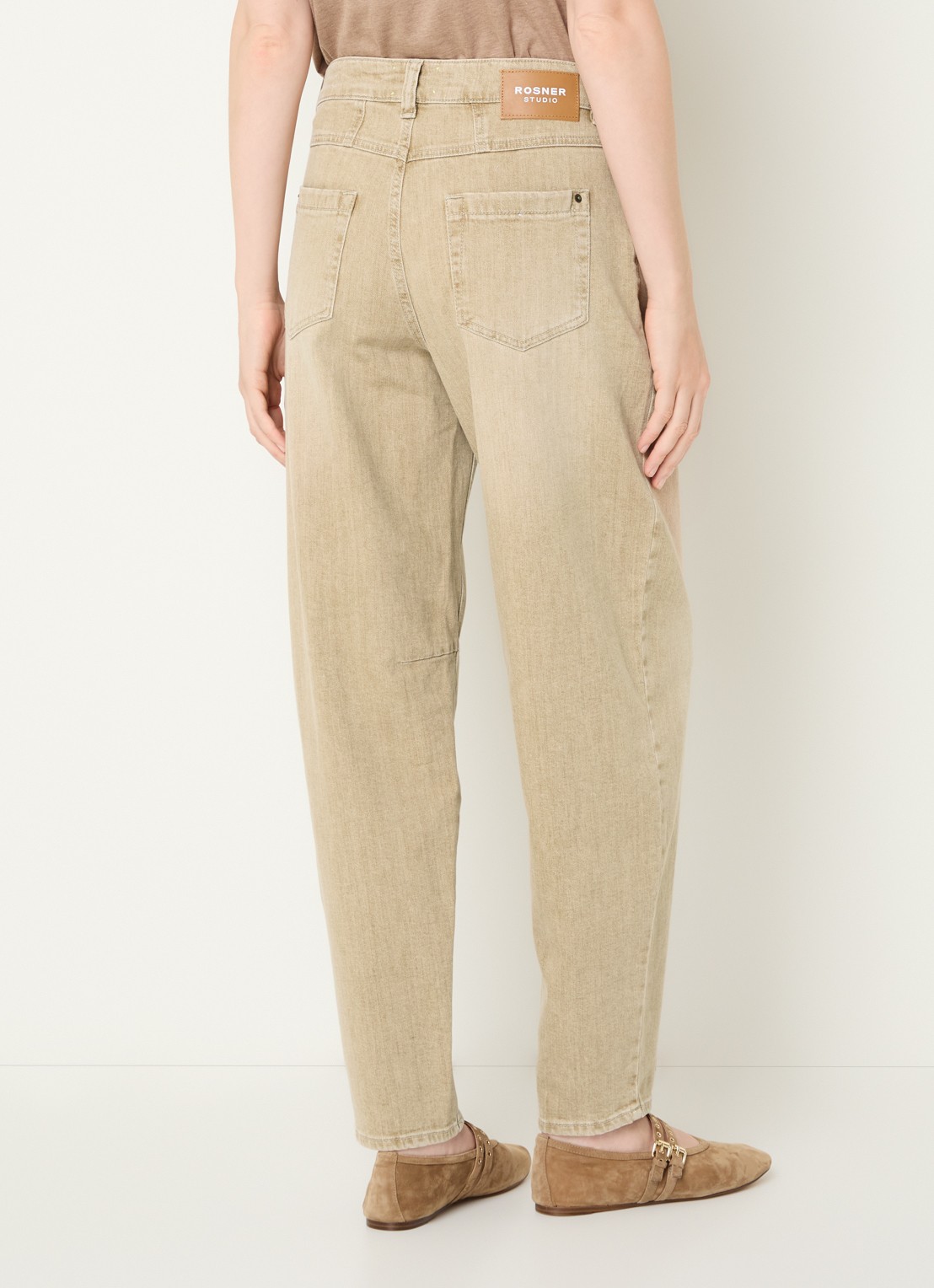 Rosner Studio Mara high waist tapered fit jeans met gekleurde wassing - achterkant 3 beige
