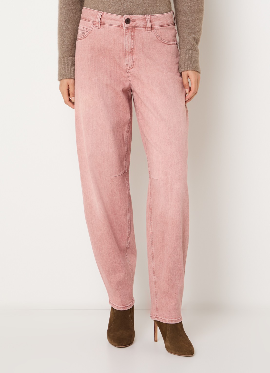 Rosner Studio Mara high waist tapered fit jeans met gekleurde wassing - detail 2 oudroze