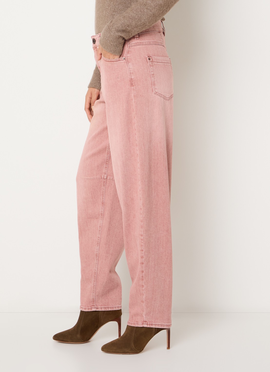 Rosner Studio Mara high waist tapered fit jeans met gekleurde wassing - detail 3 oudroze