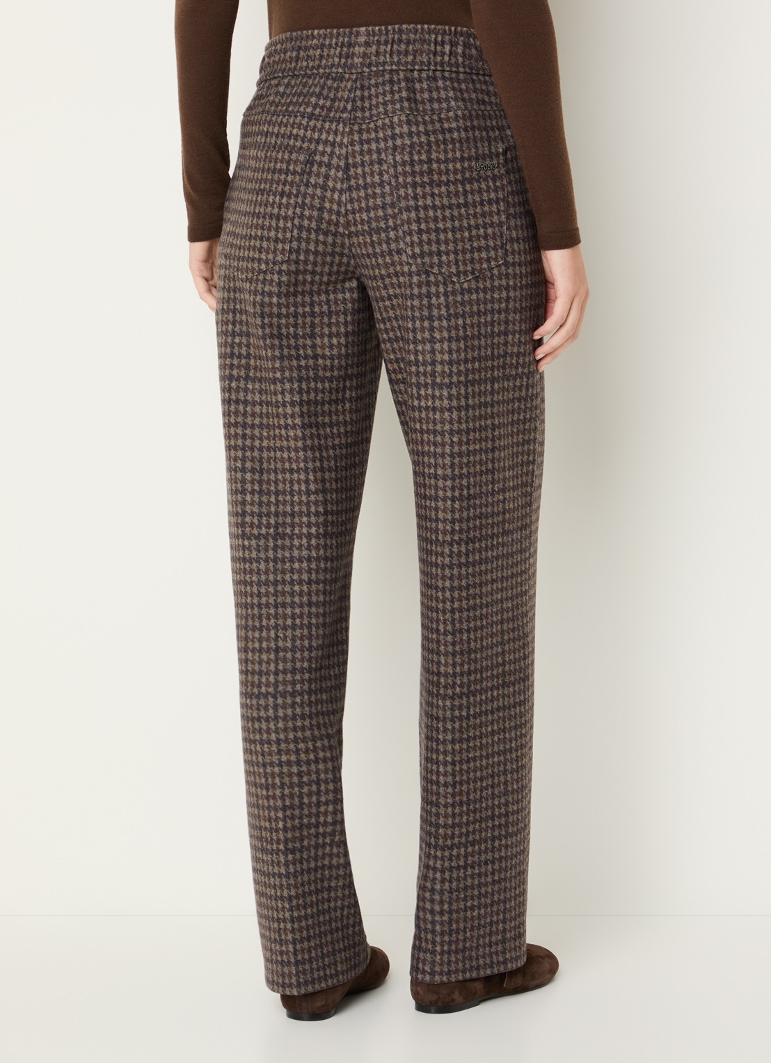 Rosner Studio Mara high waist tapered fit pantalon met pied-de-poule dessin - achterkant 2 aubergine