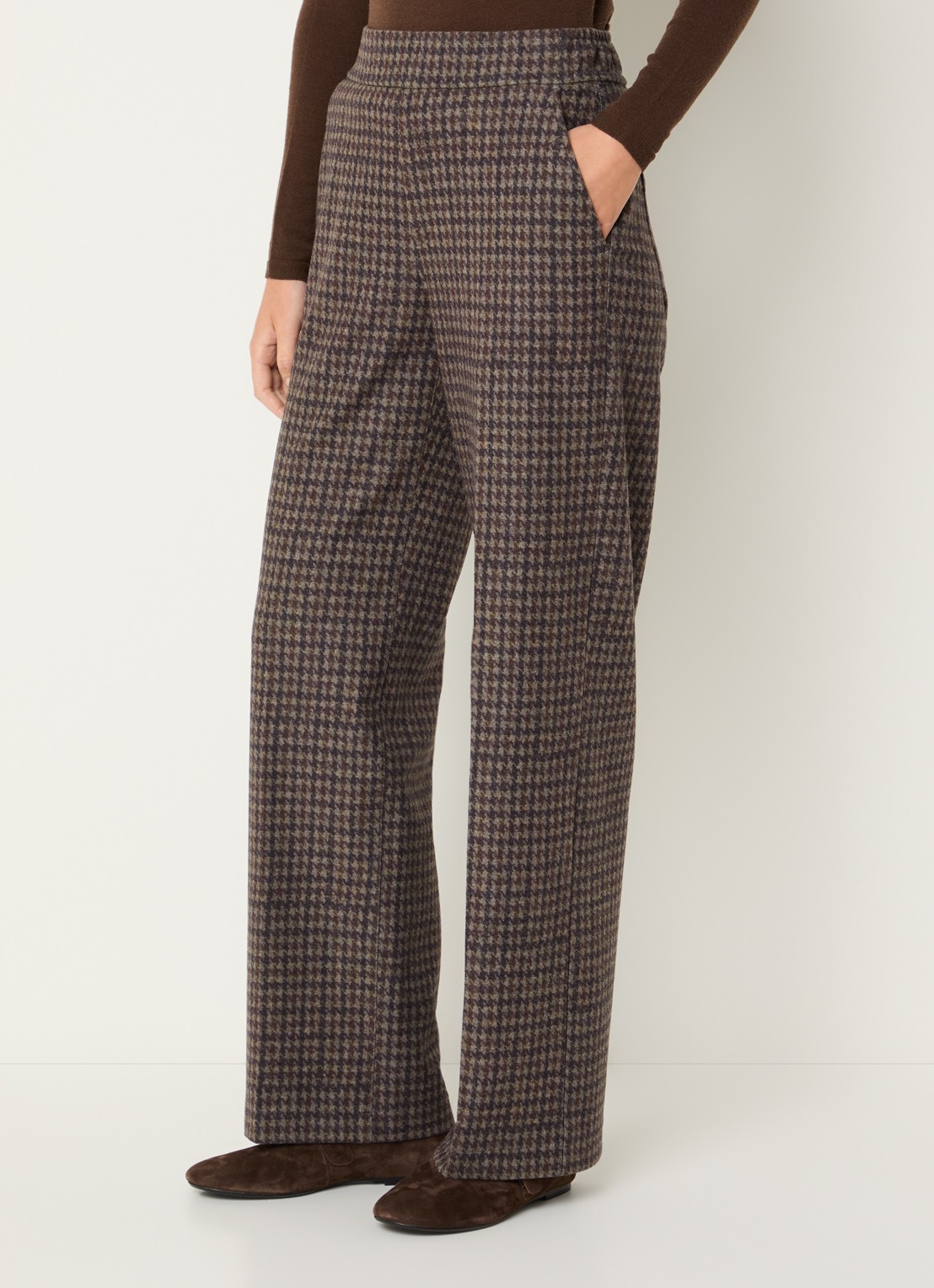 Rosner Studio Mara high waist tapered fit pantalon met pied-de-poule dessin - detail aubergine
