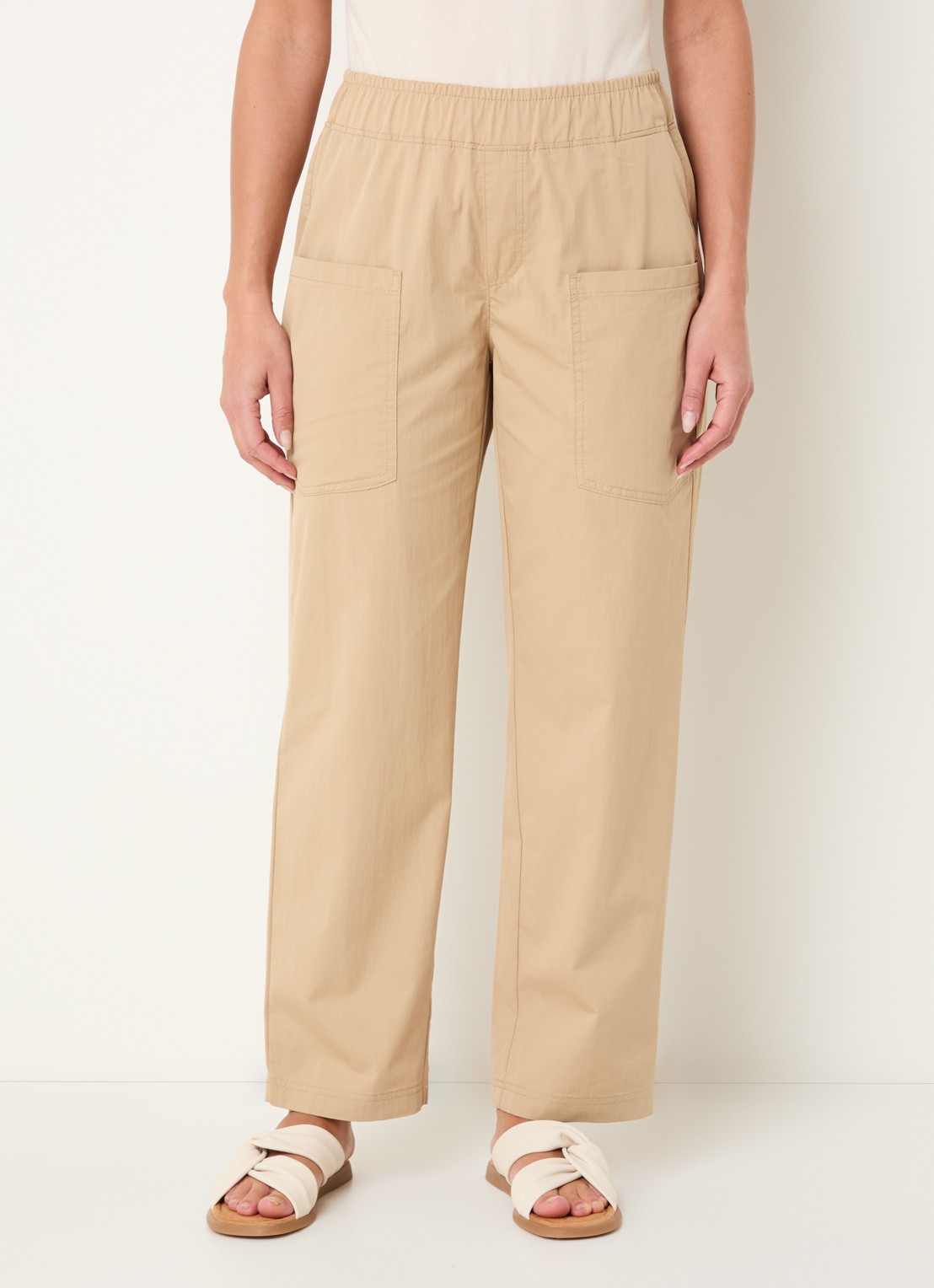 Rosner Studio Mara mid waist straight fit broek met opgestikte zakken - detail 3 camel