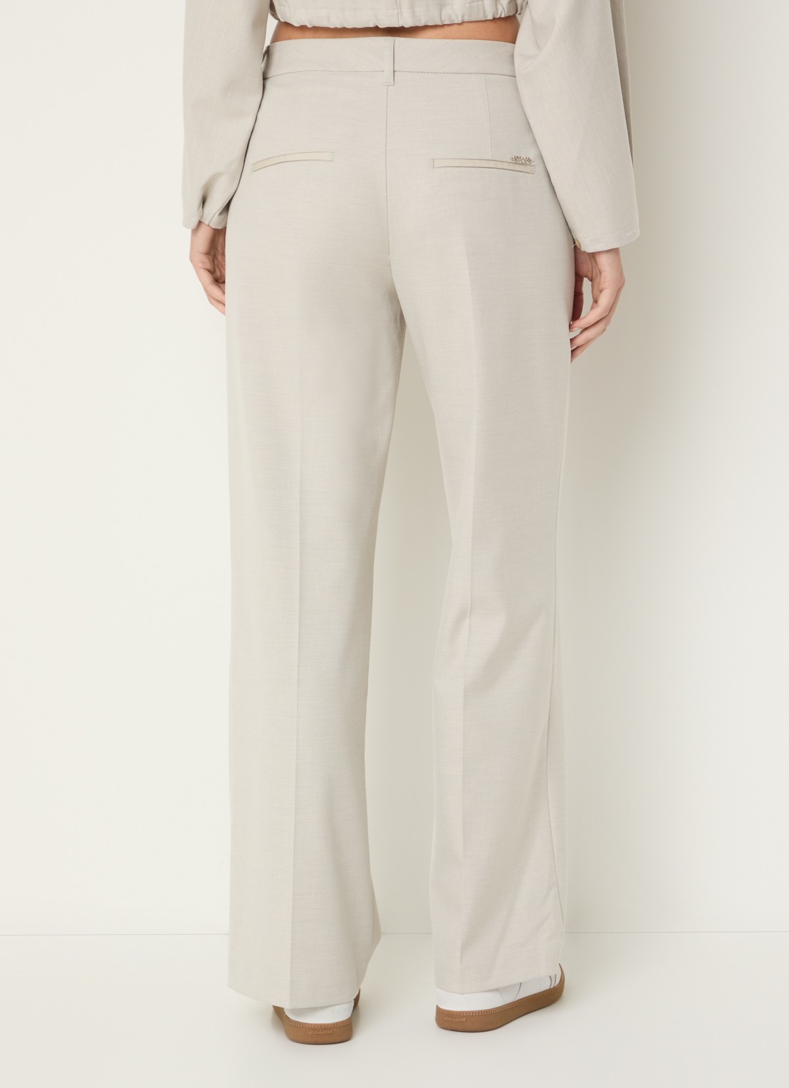 Rosner Studio Mara mid waist straight fit pantalon met gemêleerd dessin - achterkant creme