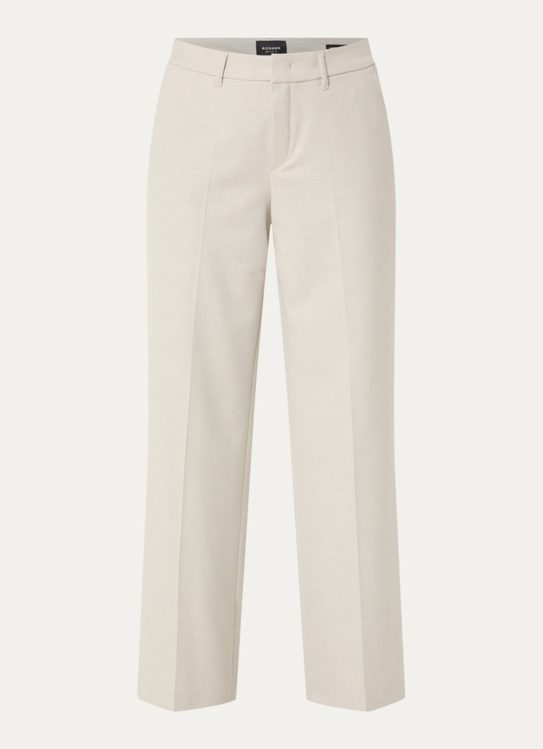 Rosner Studio Mara mid waist straight fit pantalon met gemêleerd dessin - voorkant 2 creme