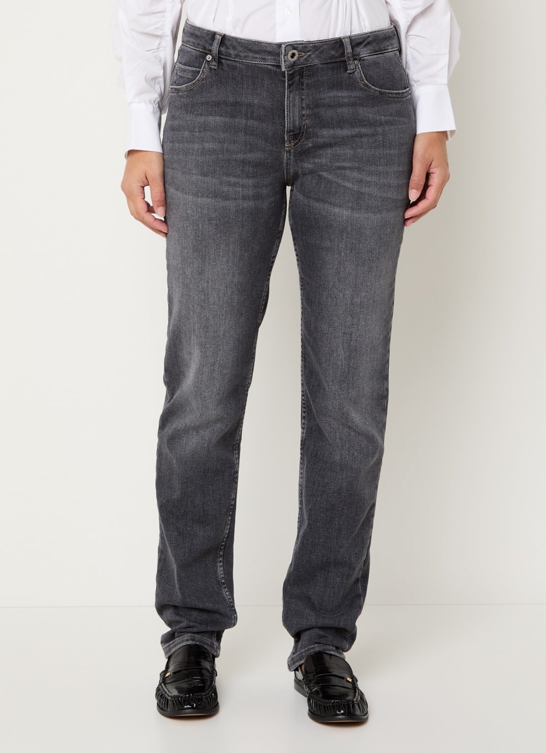 Rosner Studio Masha mid waist slim fit jeans met steekzakken - detail 4 middengrijs