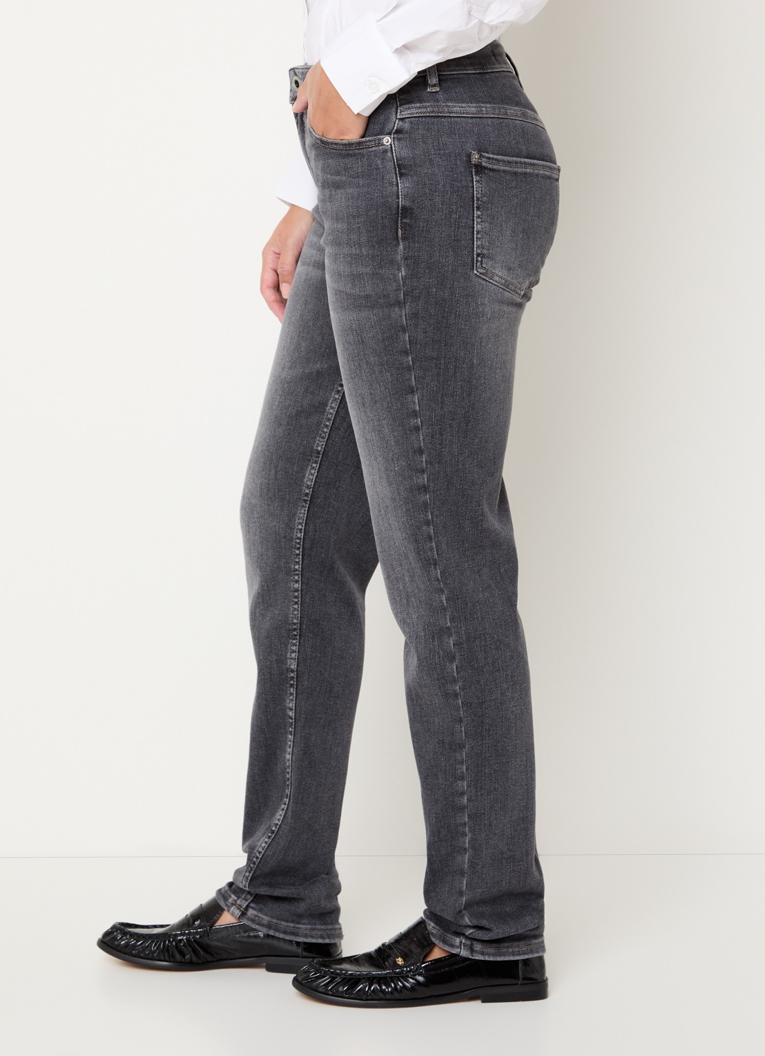 Rosner Studio Masha mid waist slim fit jeans met steekzakken - detail 5 middengrijs