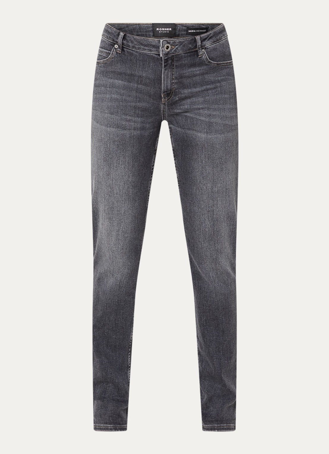 Rosner Studio Masha mid waist slim fit jeans met steekzakken - voorkant 2 middengrijs