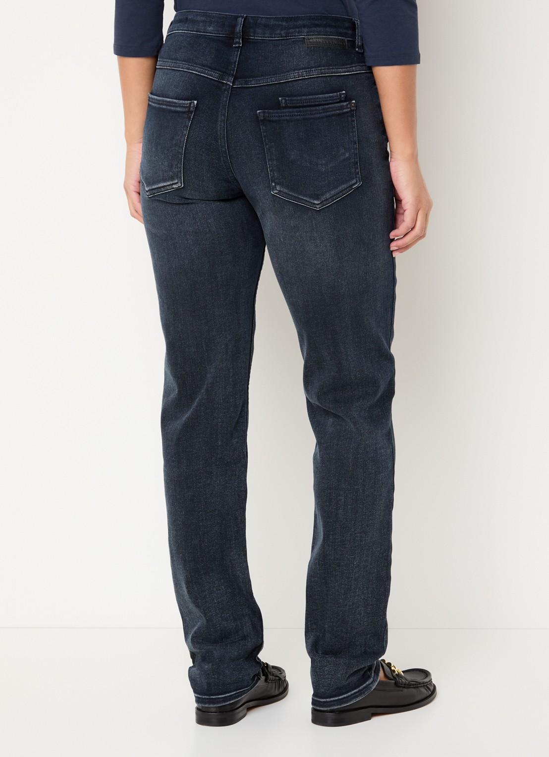 Rosner Studio Masha mid waist slim fit jeans met steekzakken - achterkant 5 donkerblauw