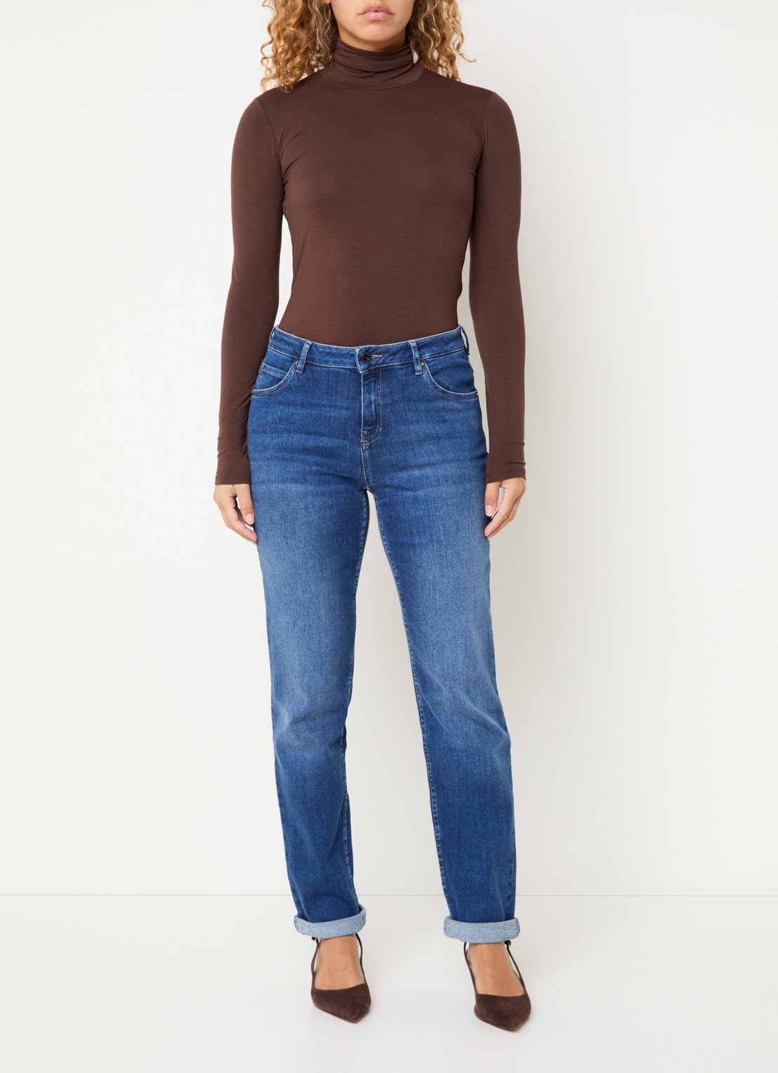 Rosner Studio Masha mid waist slim fit jeans met steekzakken - voorkant 3 indigo