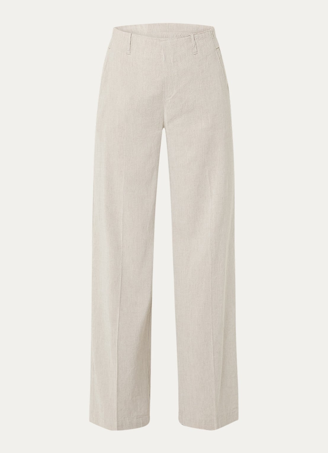 Rosner Studio Mid waist straight fit pantalon in linnenblend - voorkant 3 lichtgrijs