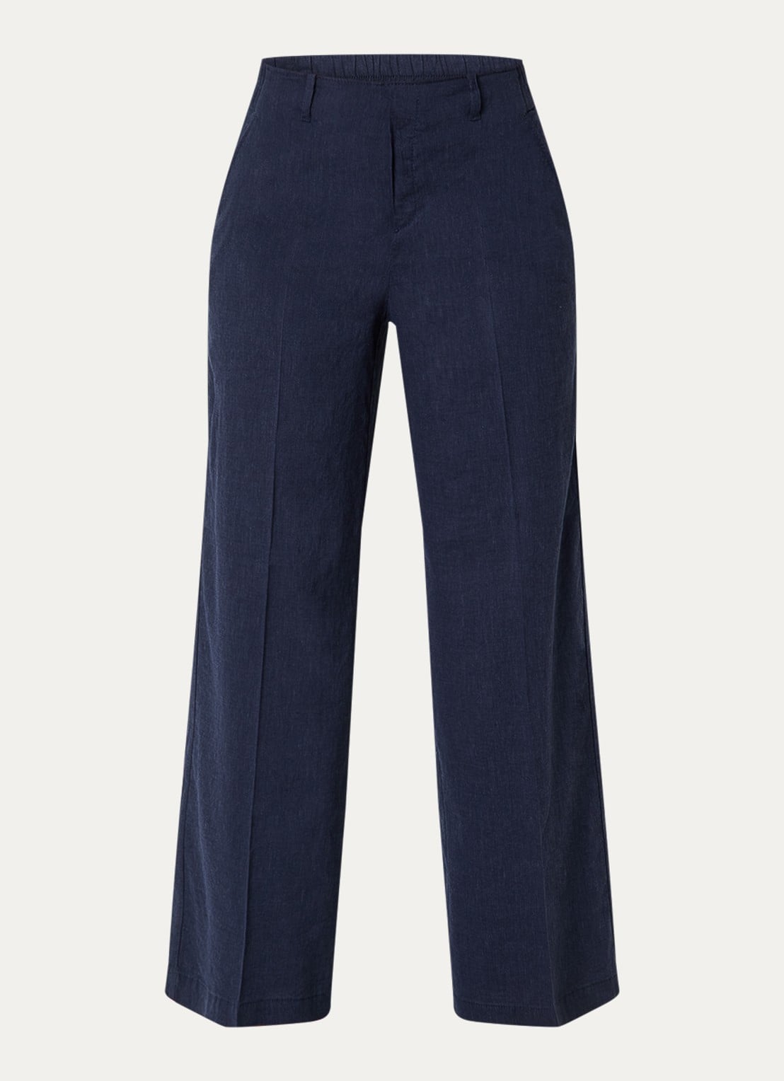 Rosner Studio Mid waist straight fit pantalon in linnenblend - voorkant 2 donkerblauw