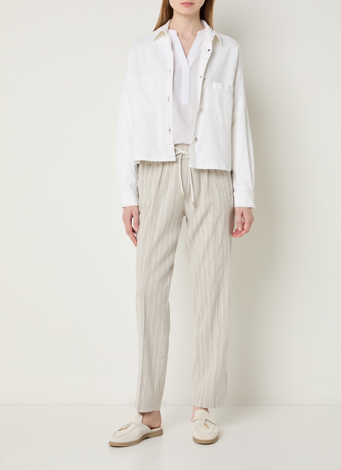 Rosner Studio Overshirt van chambray met borstzakken - voorkant 2 gebroken wit