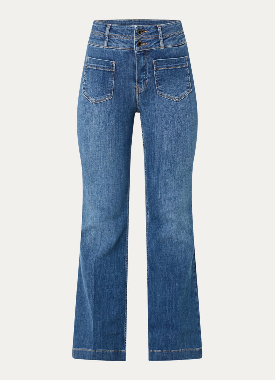 Rosner Studio Rosner high waist flared jeans met medium wassing - voorkant indigo