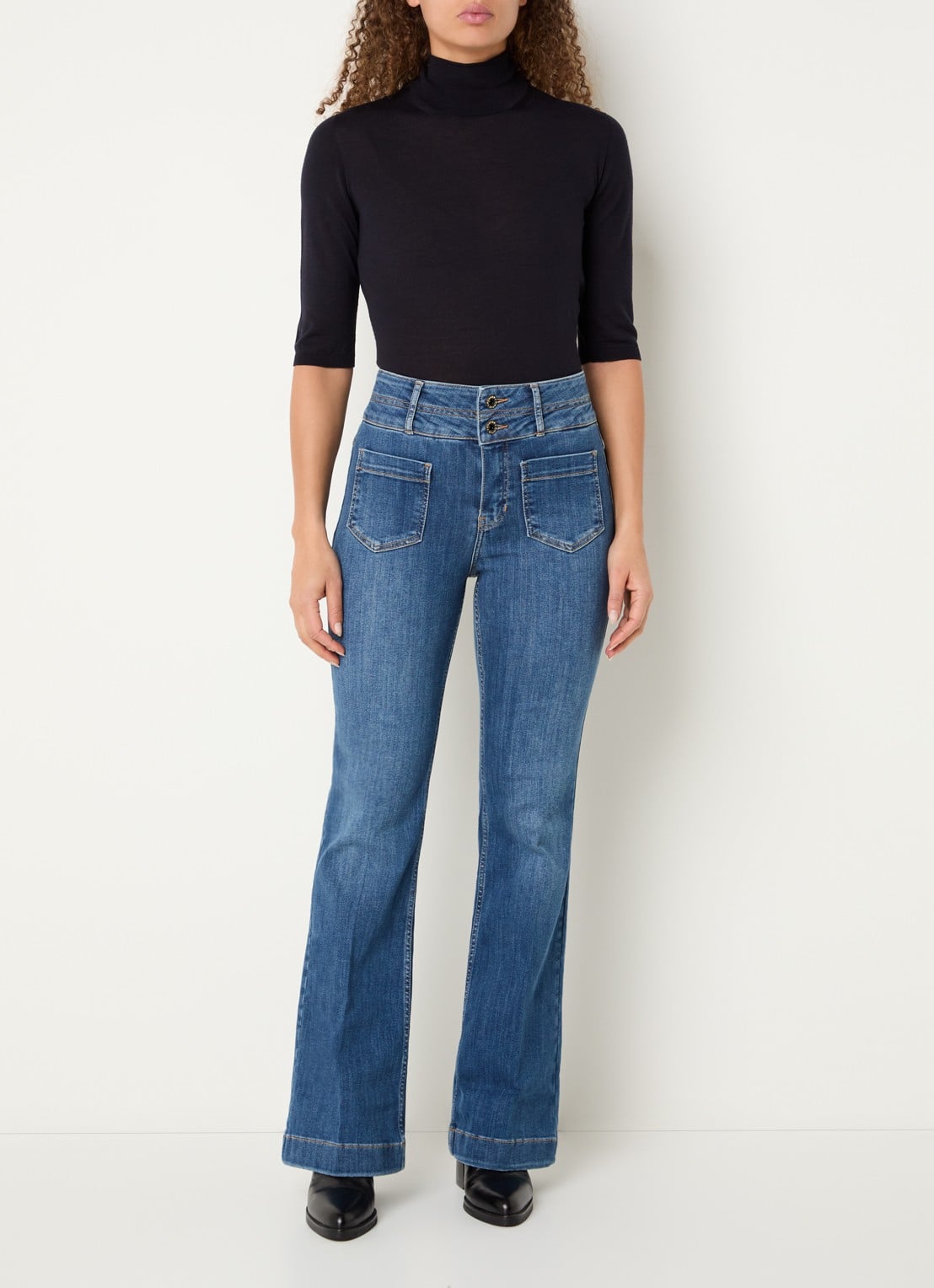 Rosner Studio Rosner high waist flared jeans met medium wassing - voorkant 2 indigo