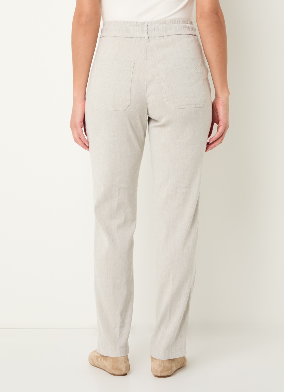 Rosner Studio Rosner high waist slim fit pantalon in linnenblend - achterkant 4 beige