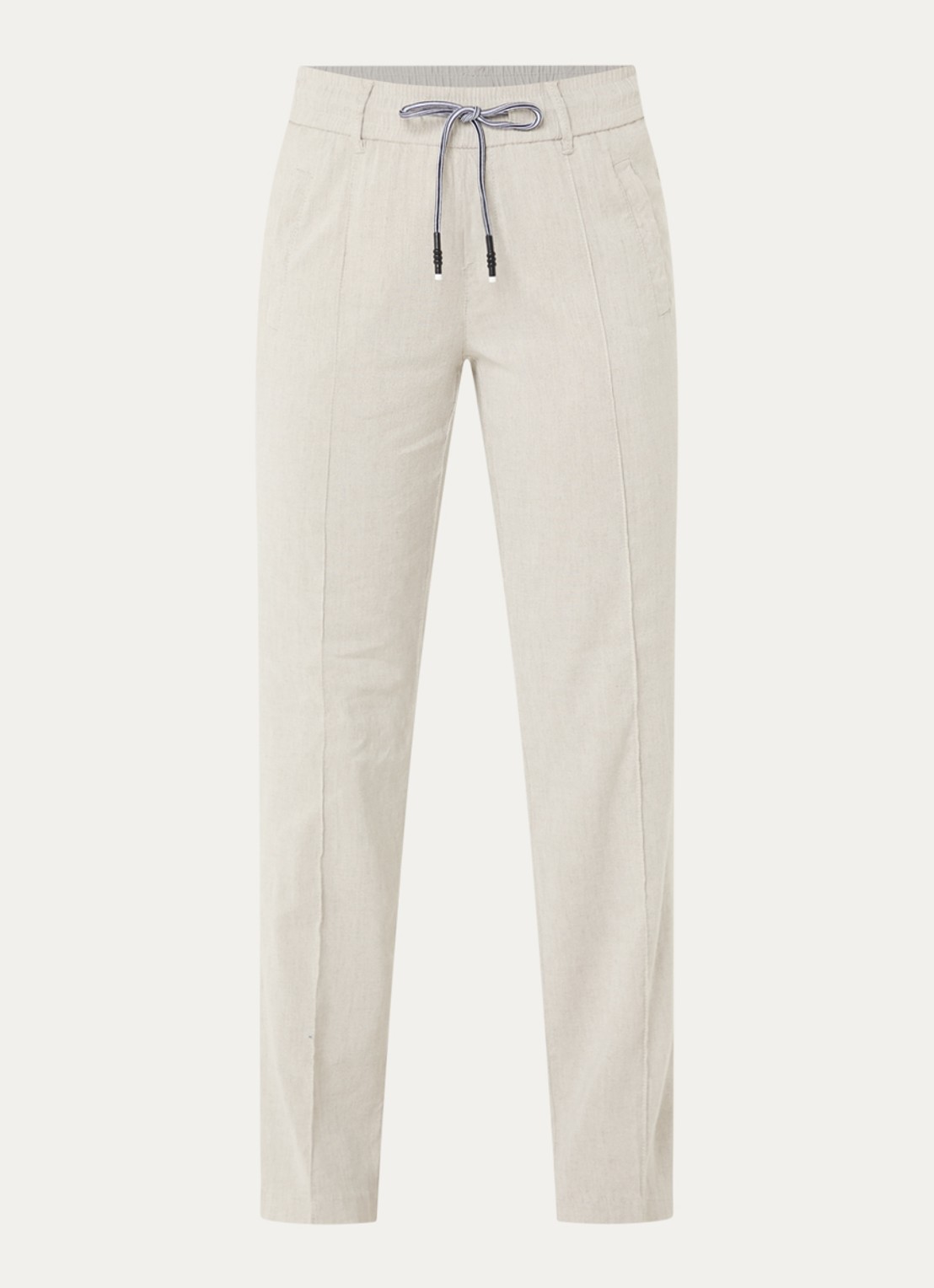 Rosner Studio Rosner high waist slim fit pantalon in linnenblend - voorkant 2 beige