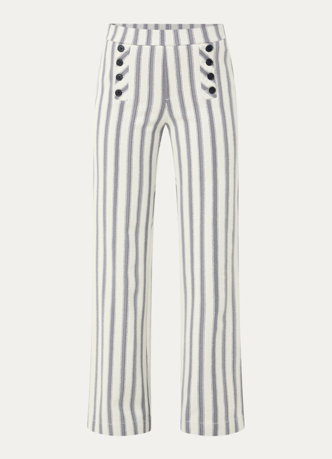Rosner Studio Rosner high waist straight fit pantalon met streepprint - voorkant 3 donkerblauw