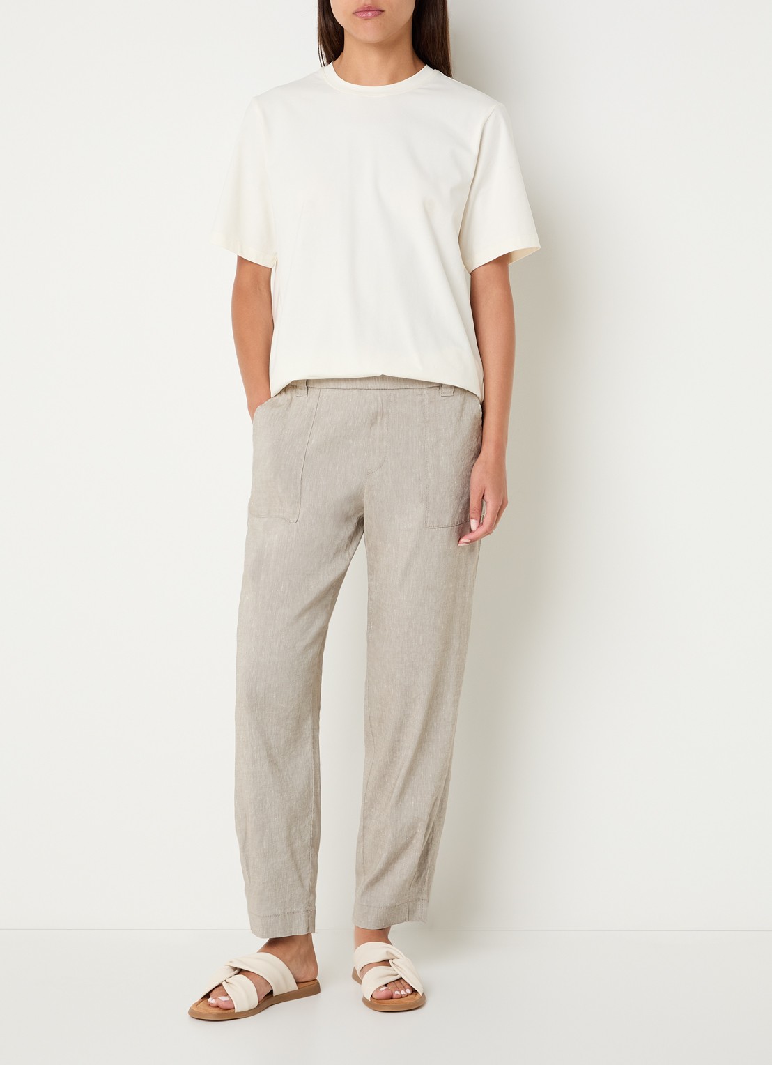 Rosner Studio Rosner high waist straight fit pantalon - voorkant 3 khaki