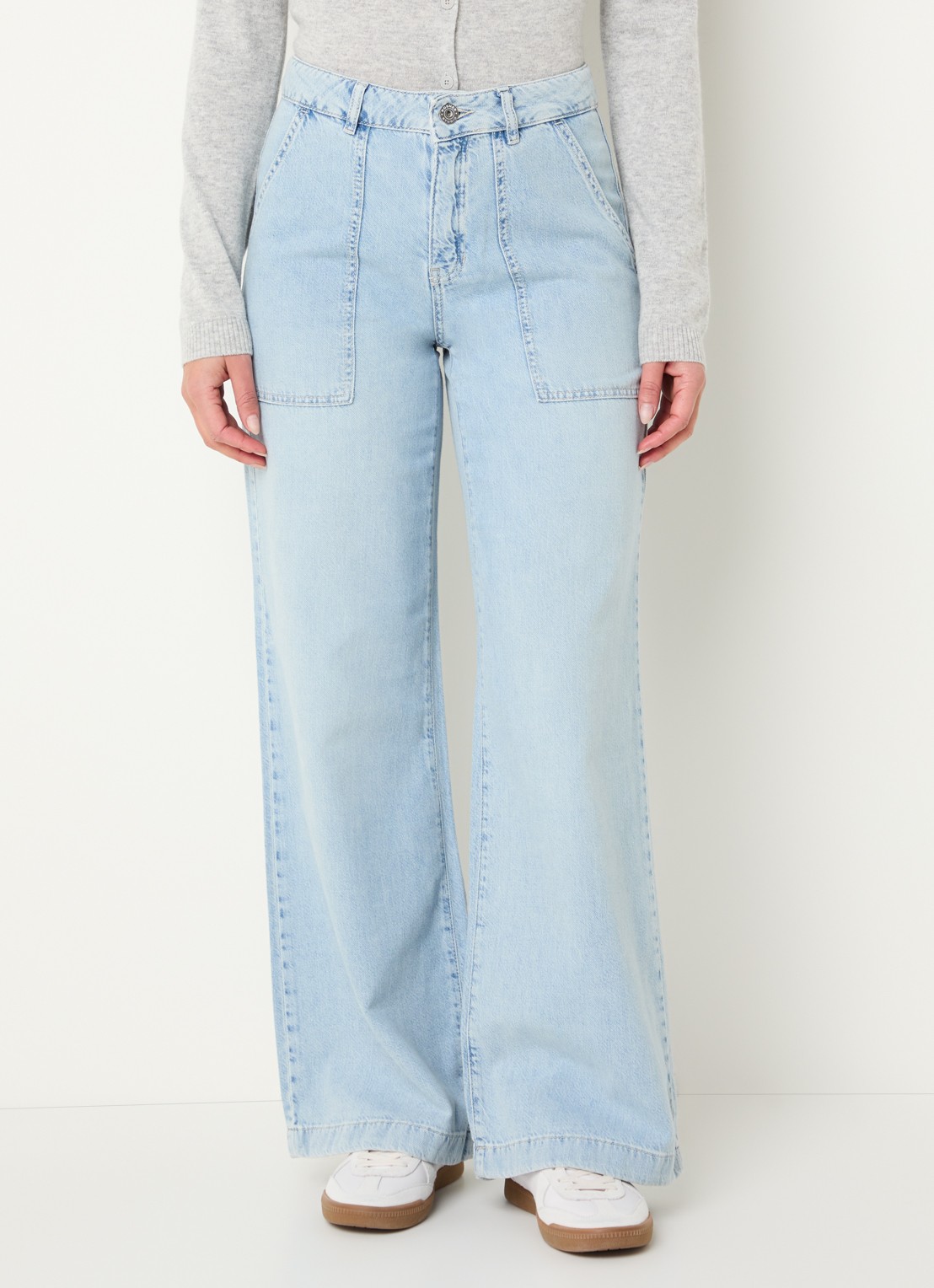 Rosner Studio Rosner high waist straight leg jeans met lichte wassing - detail indigo