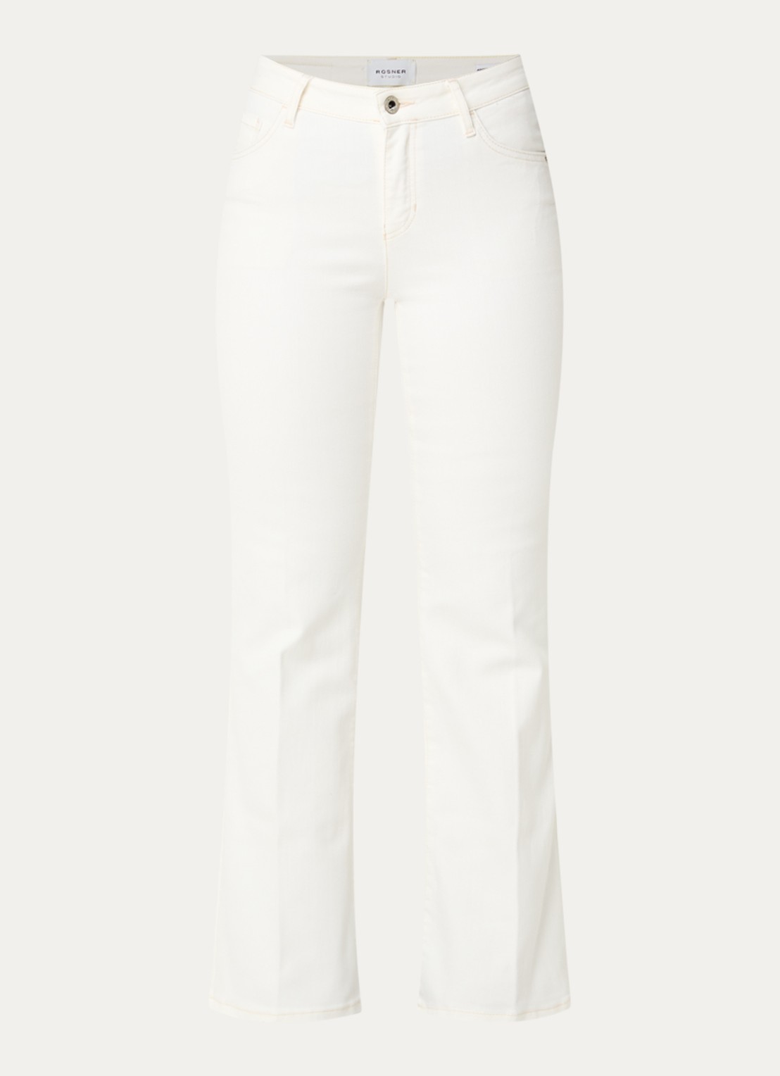 Rosner Studio Rosner mid waist flared jeans met lichte wassing - voorkant 3 wit