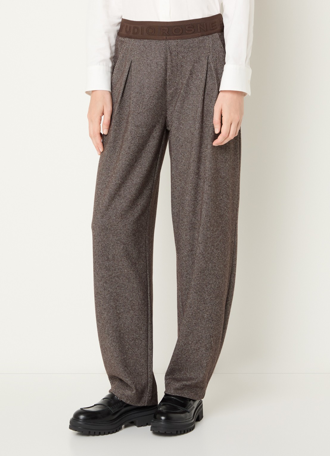 Rosner Studio Straight fit pantalon met steekzakken - detail 4 lichtbruin