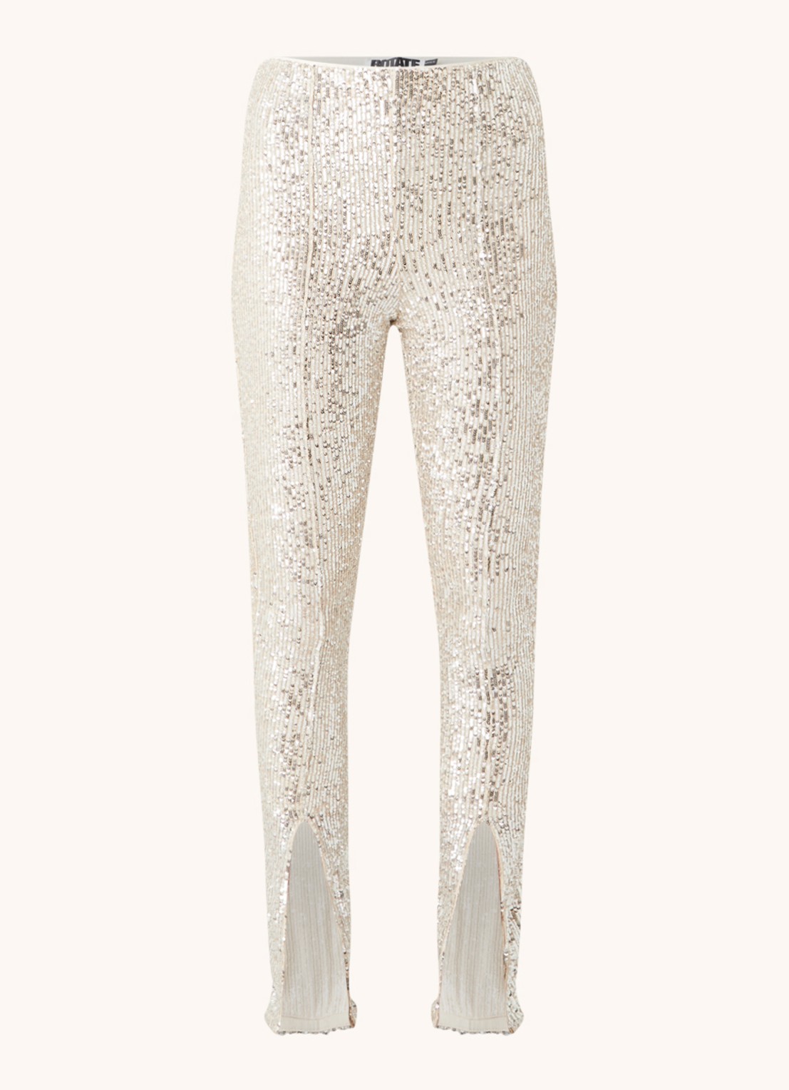 ROTATE Alicia high waist legging met pailletten en splitten - voorkant 3 zilver