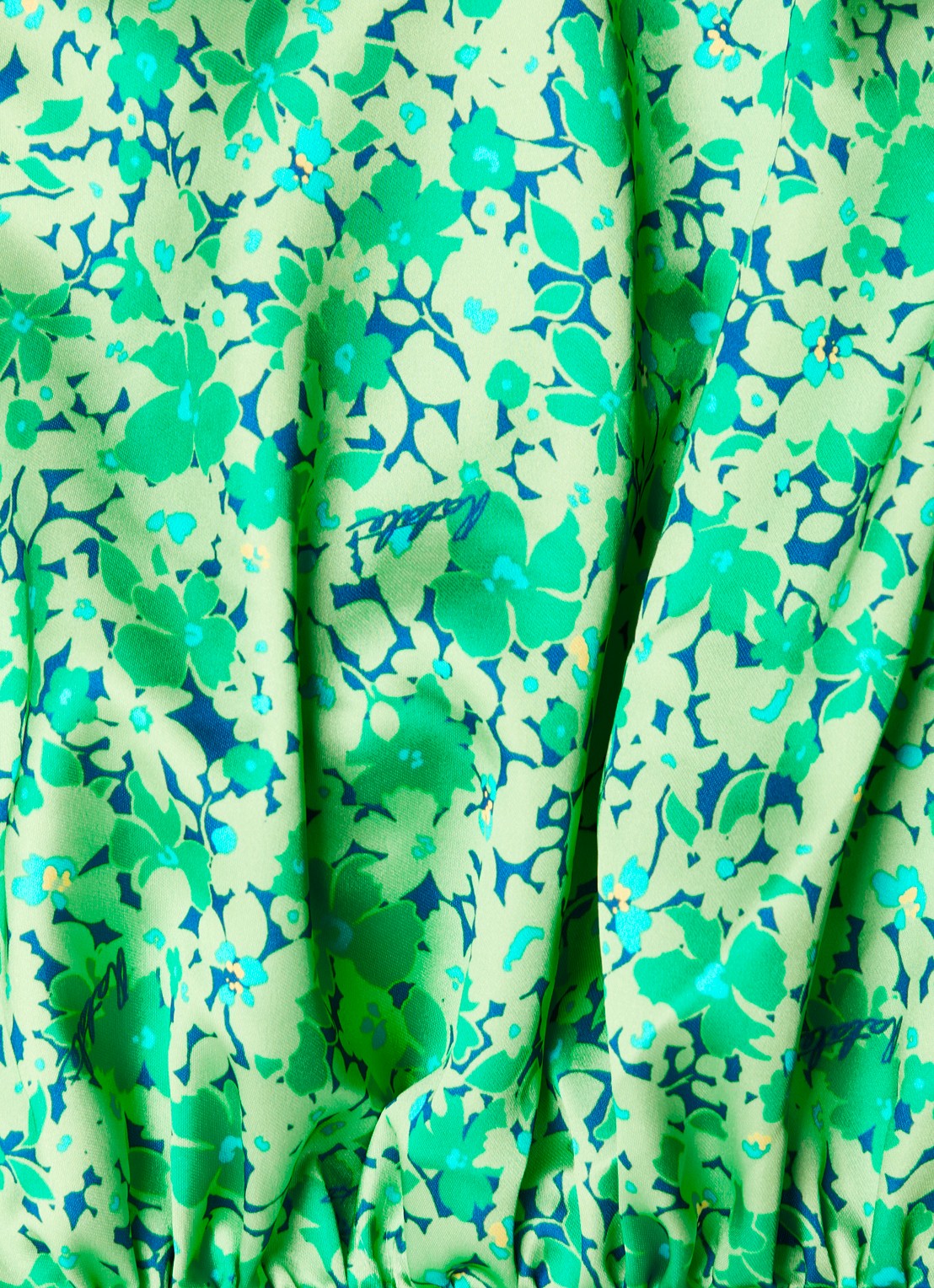 ROTATE Crop top van satijn met rugdecolleté en pofmouw - detail 4 groen