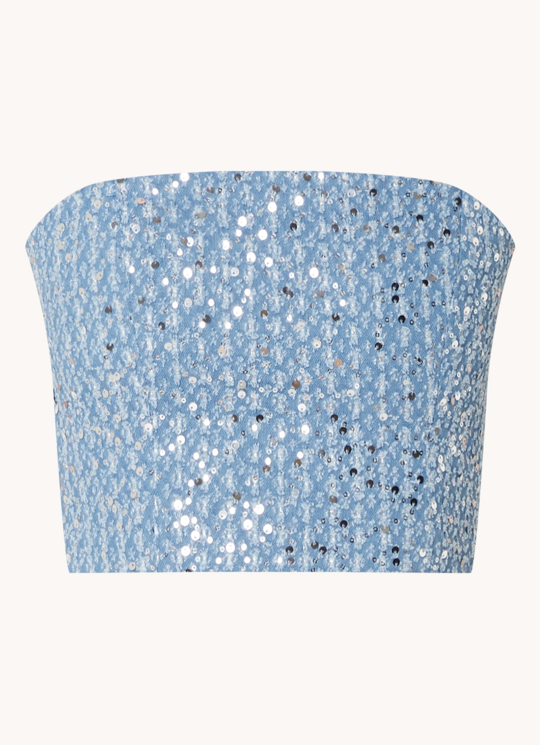 ROTATE Emili bandeautop van denim met pailletten en lurex - voorkant 2 indigo