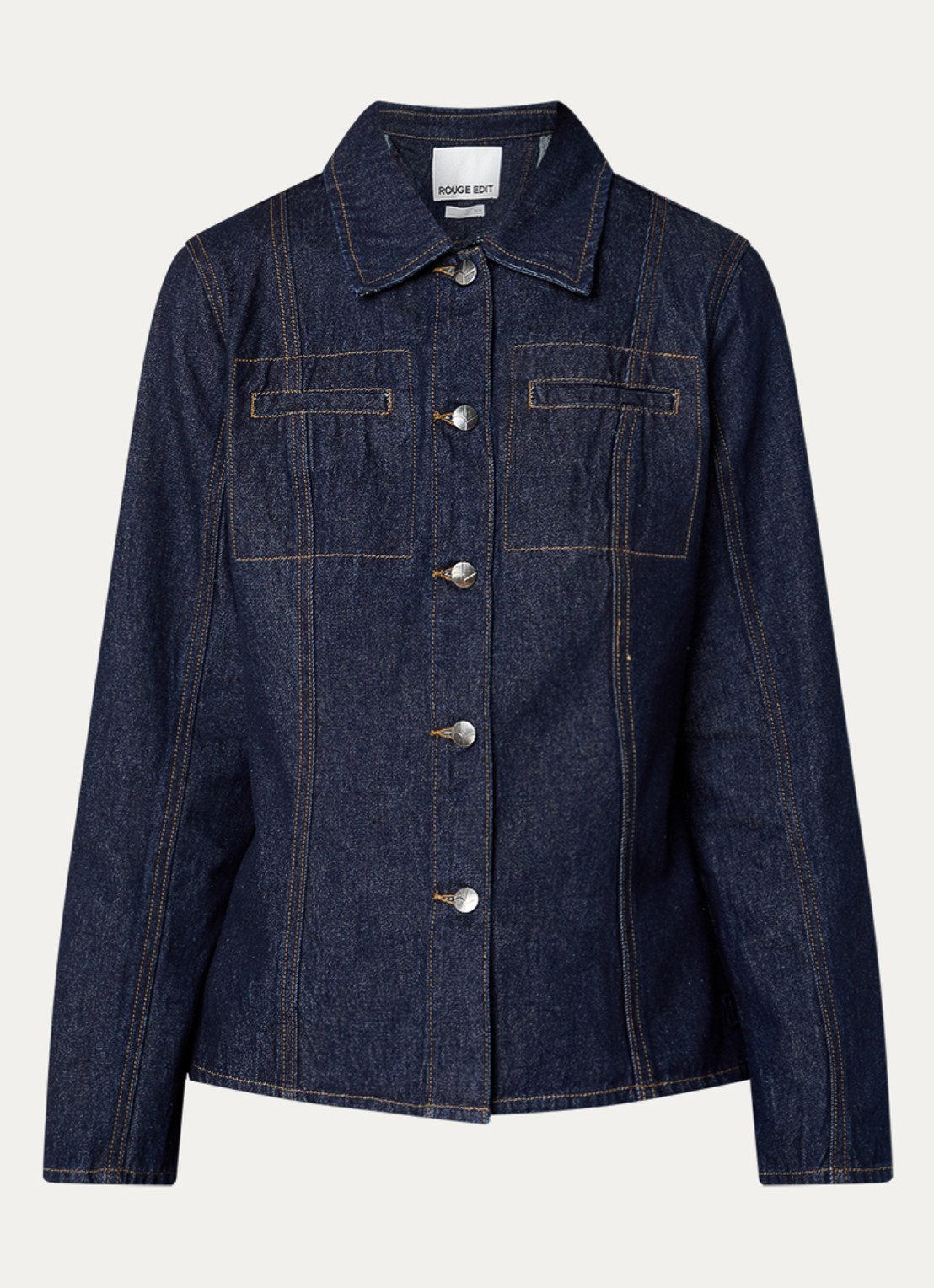 ROUGE EDIT Blouse van denim - voorkant 3 donkerblauw