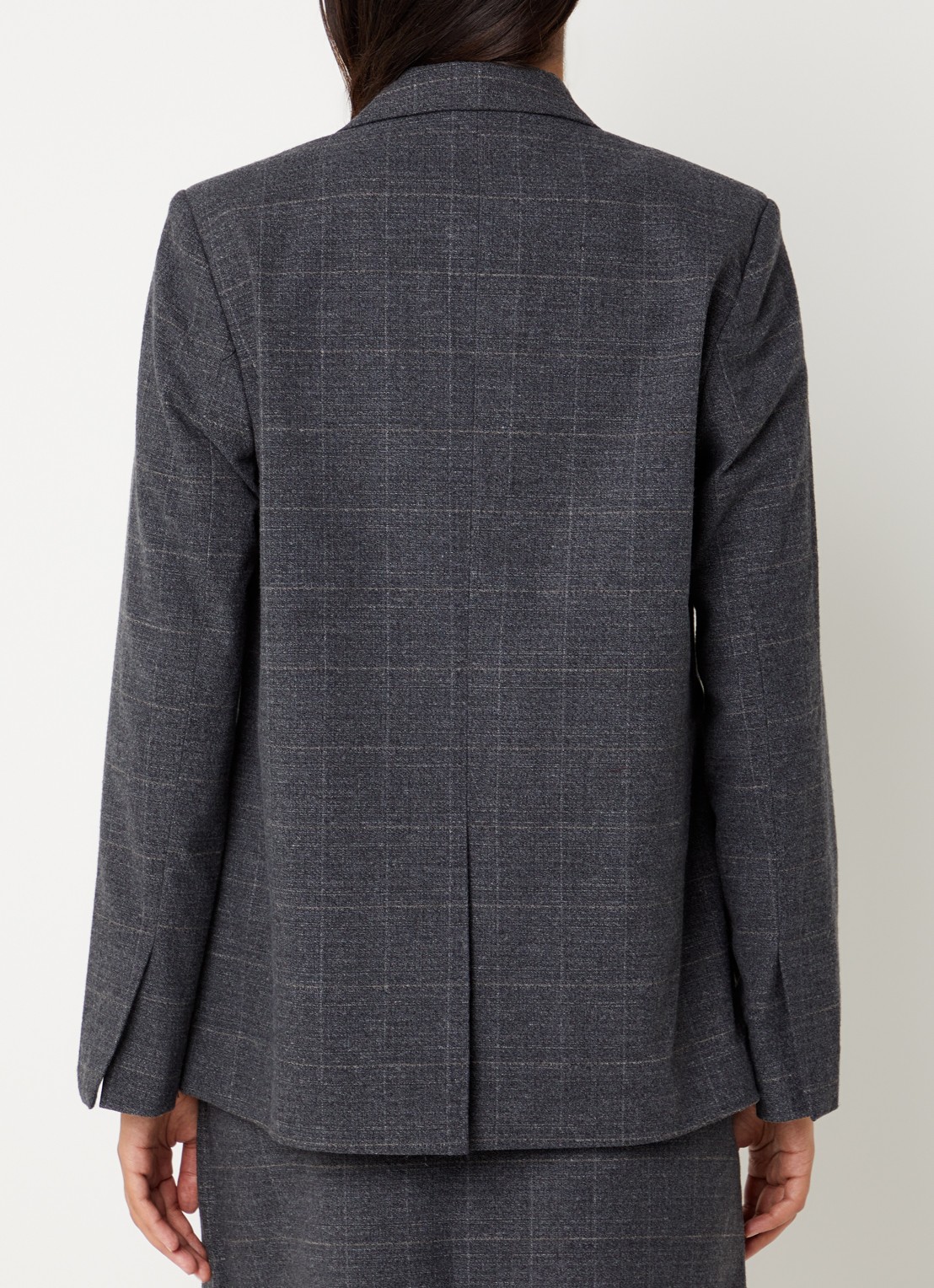 ROUGE EDIT Cara blazer met ruitdessin en opgestikte zakken - achterkant 4 antraciet