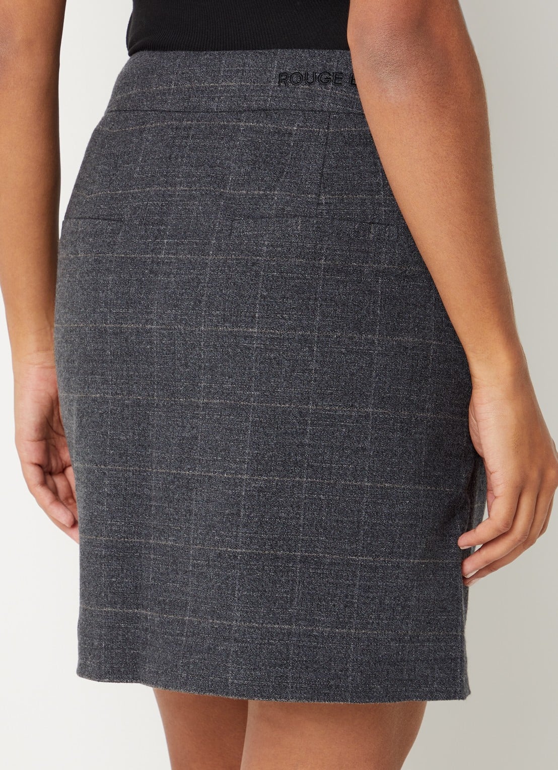 ROUGE EDIT Cara mini rok met ruitdessin - achterkant 2 antraciet
