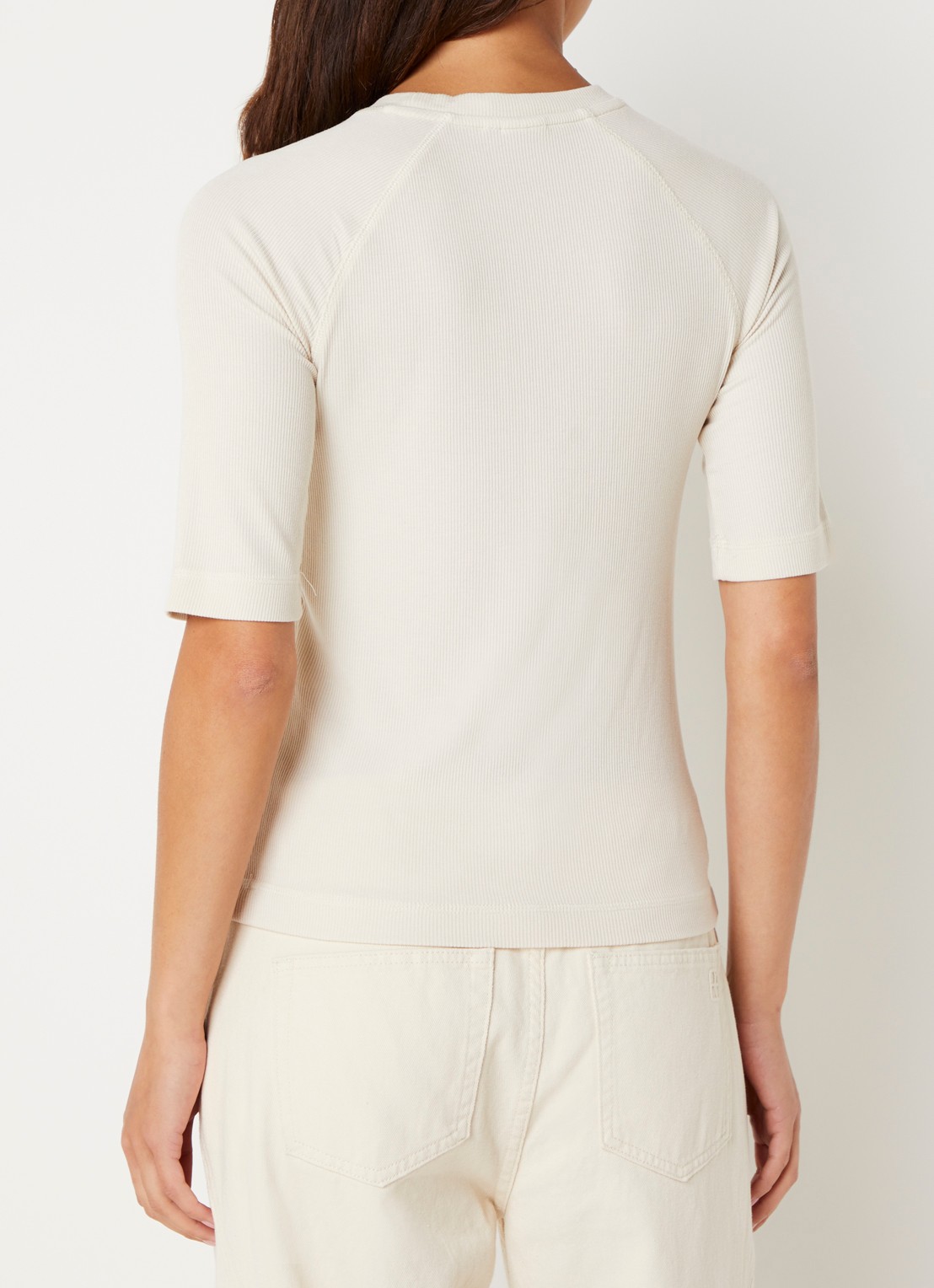 ROUGE EDIT Helena Mae top met ribstructuur - achterkant 4 creme
