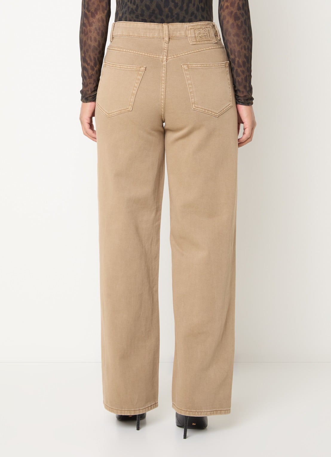ROUGE EDIT High waist straight leg jeans met gekleurde wassing - achterkant 5 khaki