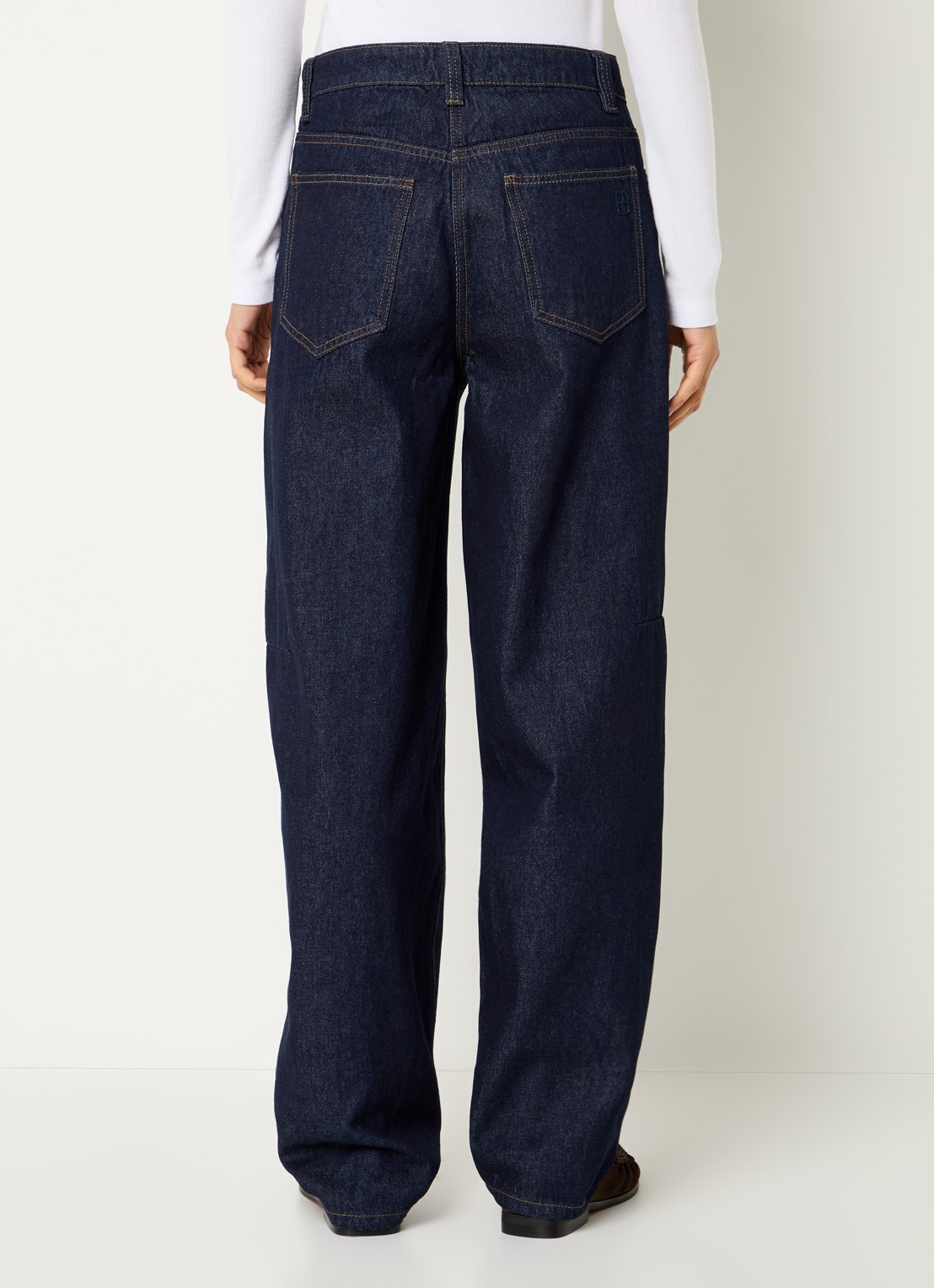 ROUGE EDIT High waist tapered jeans met steekzakken - achterkant 5 donkerblauw