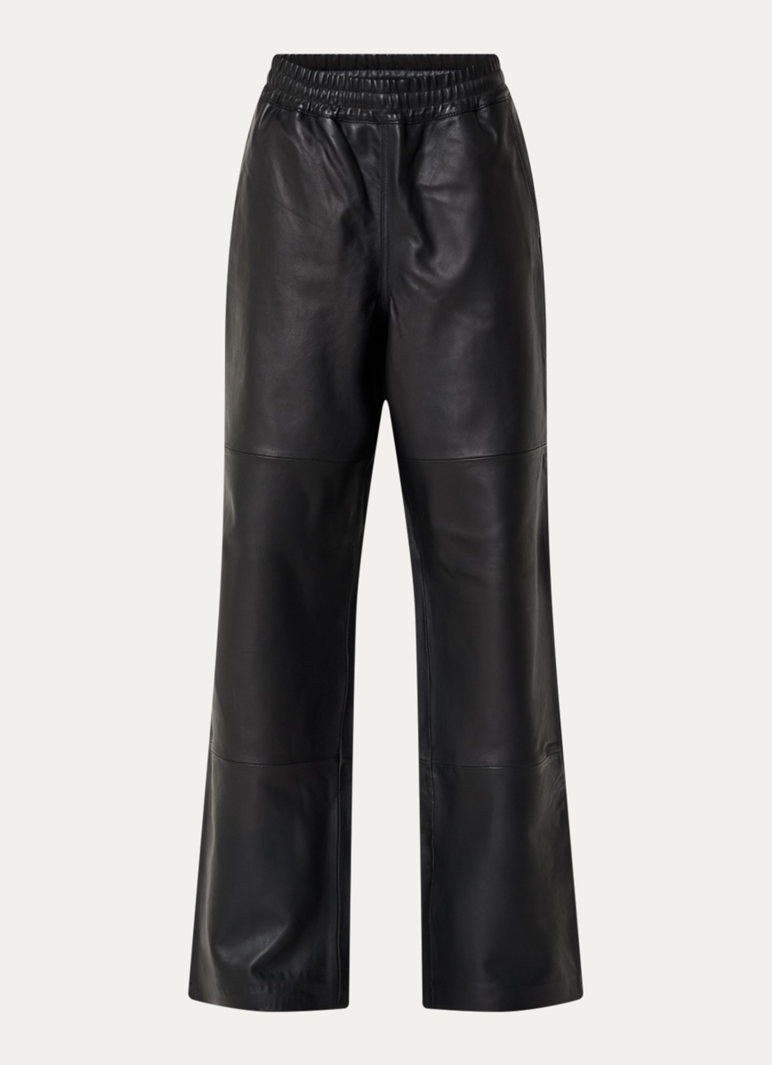 ROUGE EDIT Isabel high waist wide fit broek van imitatieleer - voorkant 3 antraciet