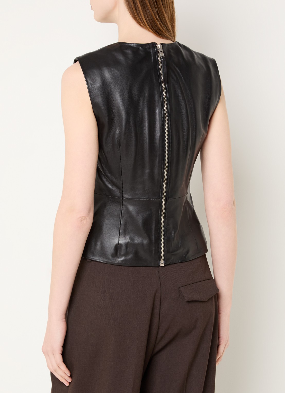 ROUGE EDIT Lini top van leer - achterkant 4 zwart