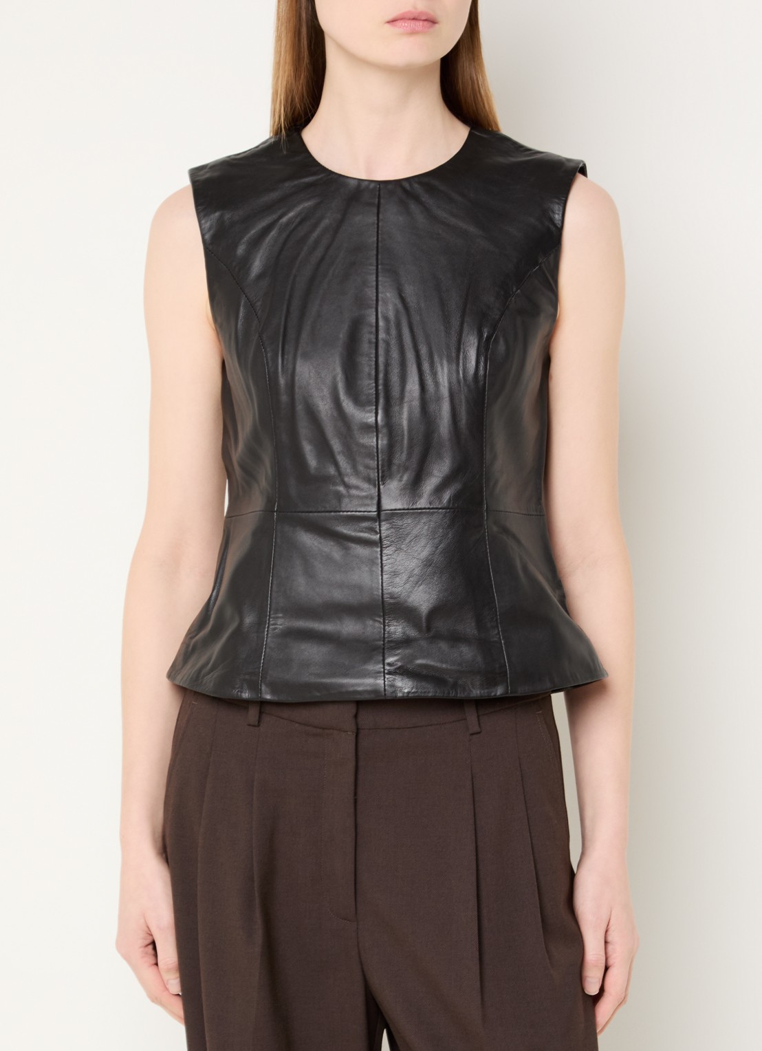 ROUGE EDIT Lini top van leer - detail zwart