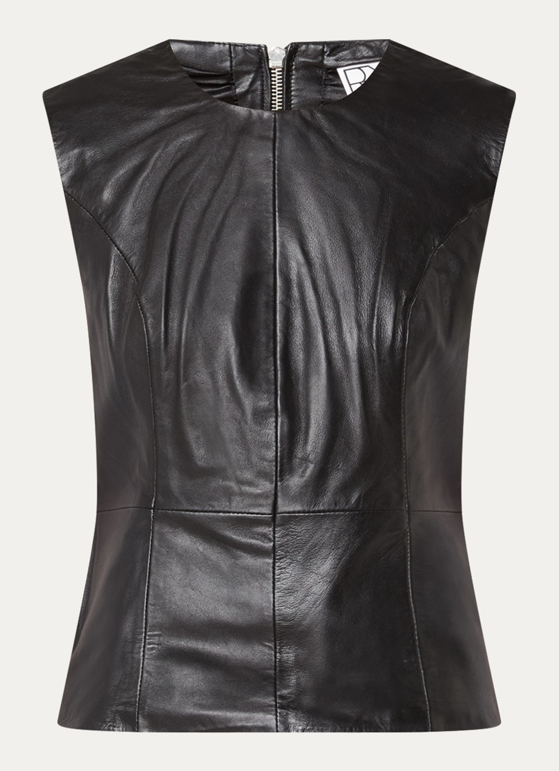 ROUGE EDIT Lini top van leer - voorkant 2 zwart